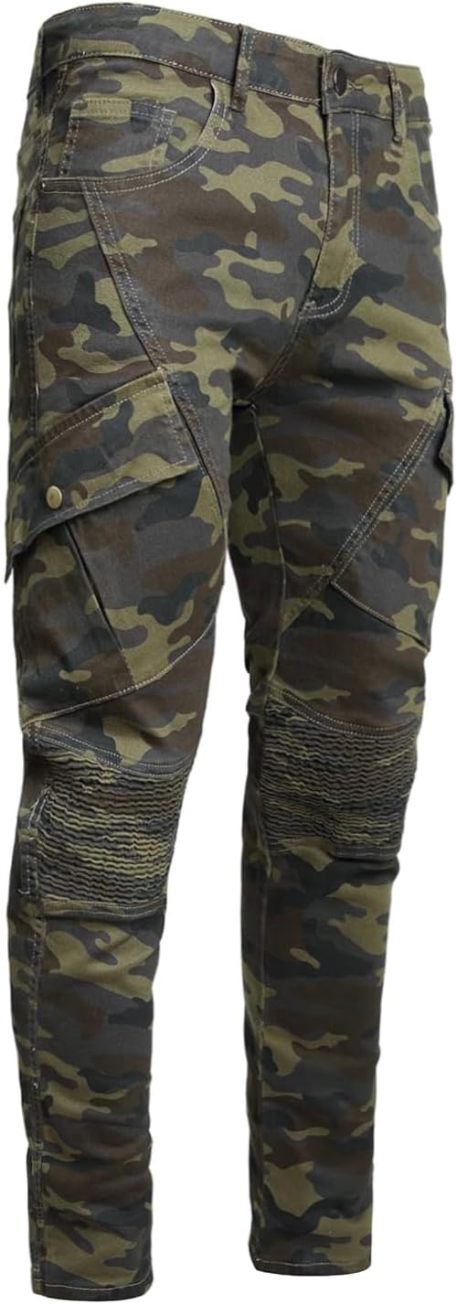 Baylvn Men's Designer Straight Slim Fit Patchwork Jeans Comfort Skinny Biker Denim Pants