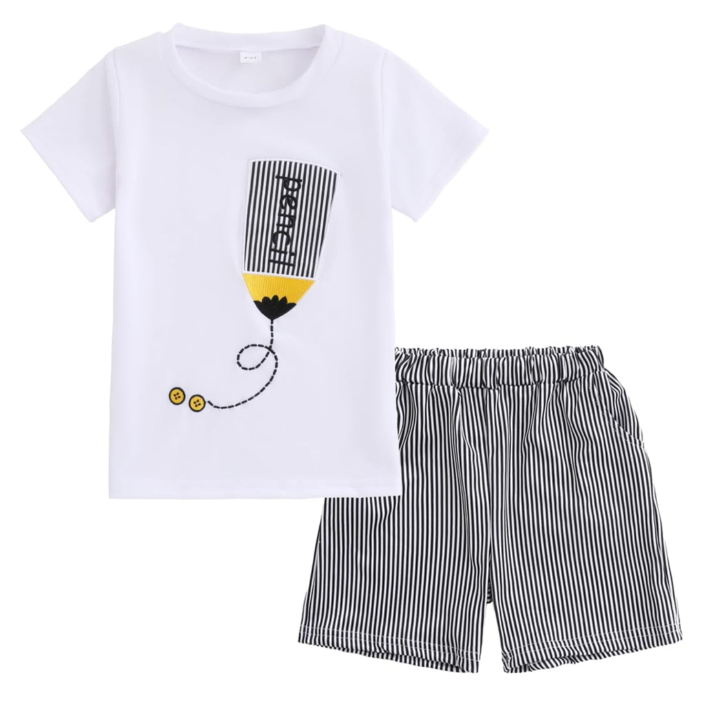 Kids Tween Boy Casual Clothing Set Letter Graphic Colorblock Tee +Shorts Summer Clothing Set 4-14 Years