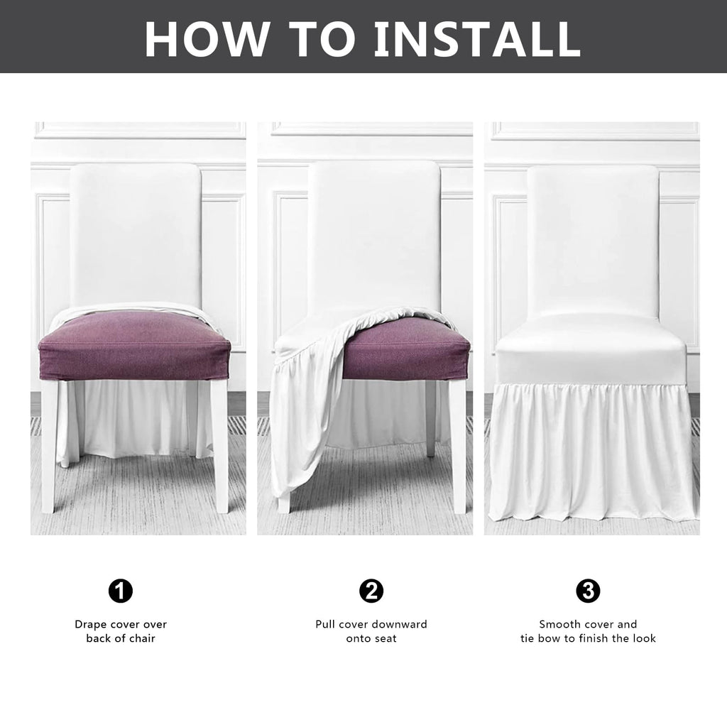 molasofa Chair Covers for Dining Room Set of 6 Stretch Chair Slipcovers with Skirt for Kitchen Seat Protectors Wedding Banquet Decor Kids Pets Spandex Fabric Washable (6pcs, Brown)