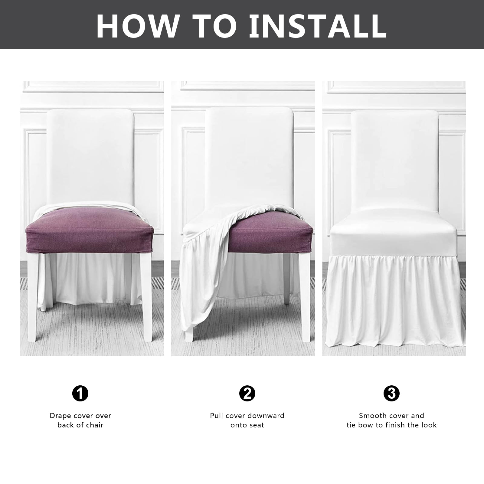 molasofa Chair Covers for Dining Room Set of 6 Stretch Chair Slipcovers with Skirt for Kitchen Seat Protectors Wedding Banquet Decor Kids Pets Spandex Fabric Washable (6pcs, Brown)