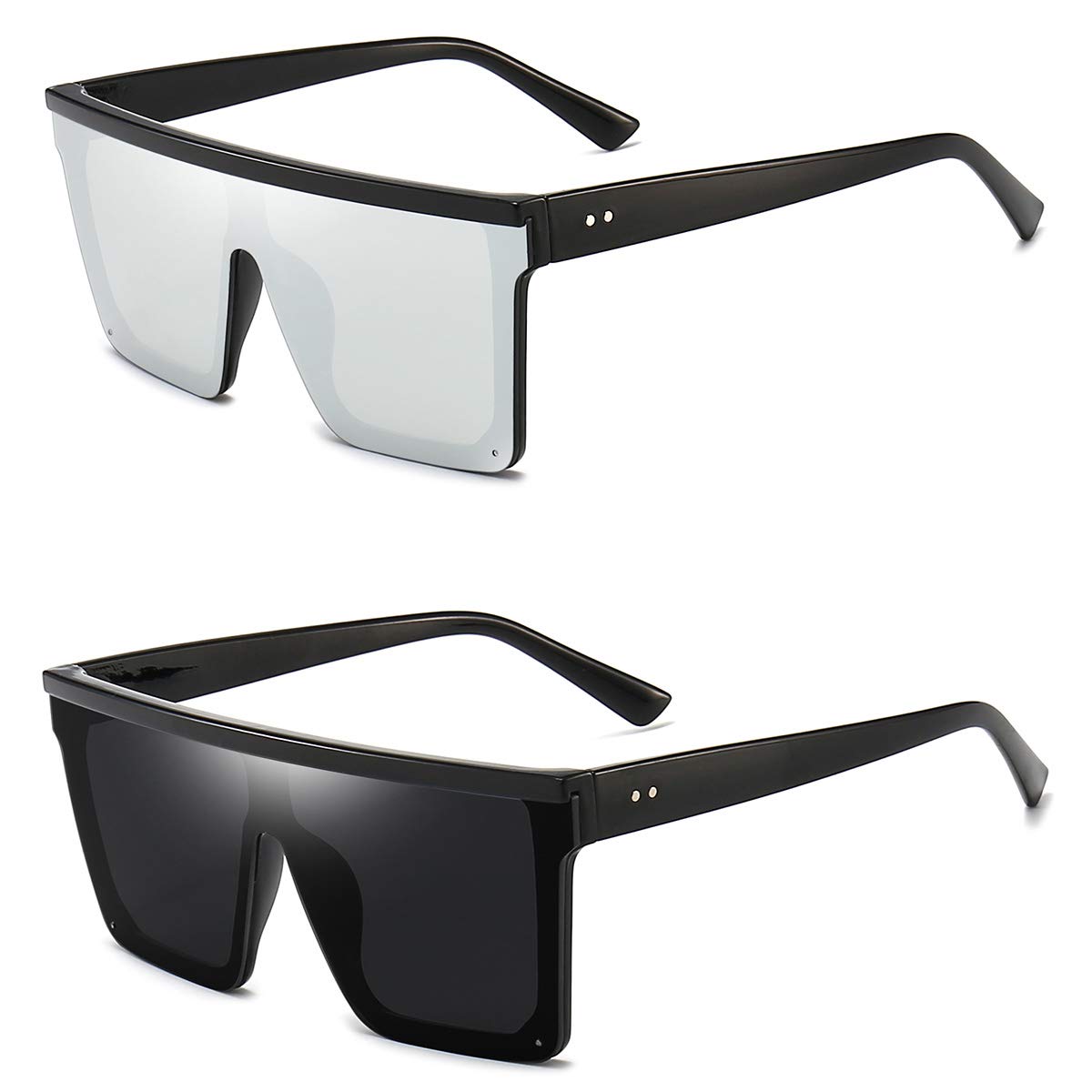 Dollger Square Oversized Sunglasses for Women Men Fashion Flat Top Big Black Frame Shades