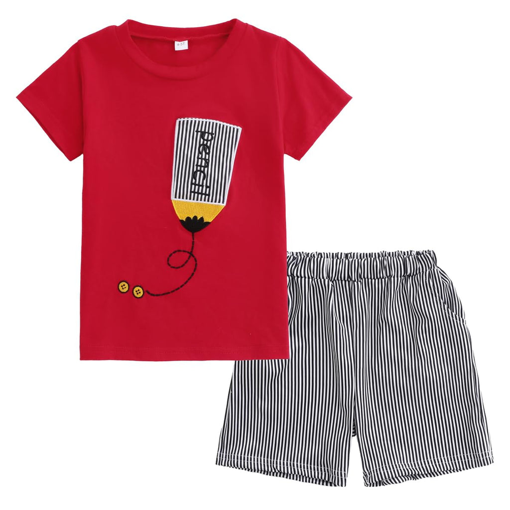 Kids Tween Boy Casual Clothing Set Letter Graphic Colorblock Tee +Shorts Summer Clothing Set 4-14 Years