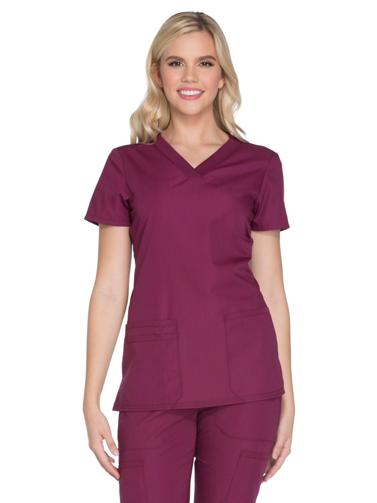 Cherokee Women's V-Neck Scrub Top - Modern Classic Shirt with 3 Pockets, Instrument Loop & Fade Resistant Fabric - WW645