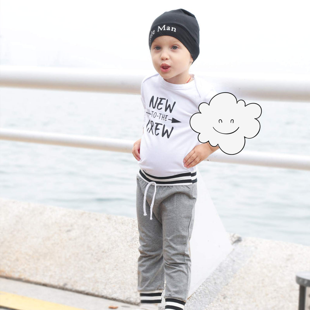 Renotemy Newborn Infant Baby Boy Clothes Outfits New to The Crew Outfits Long Pants Toddler Baby Boy Clothes Set