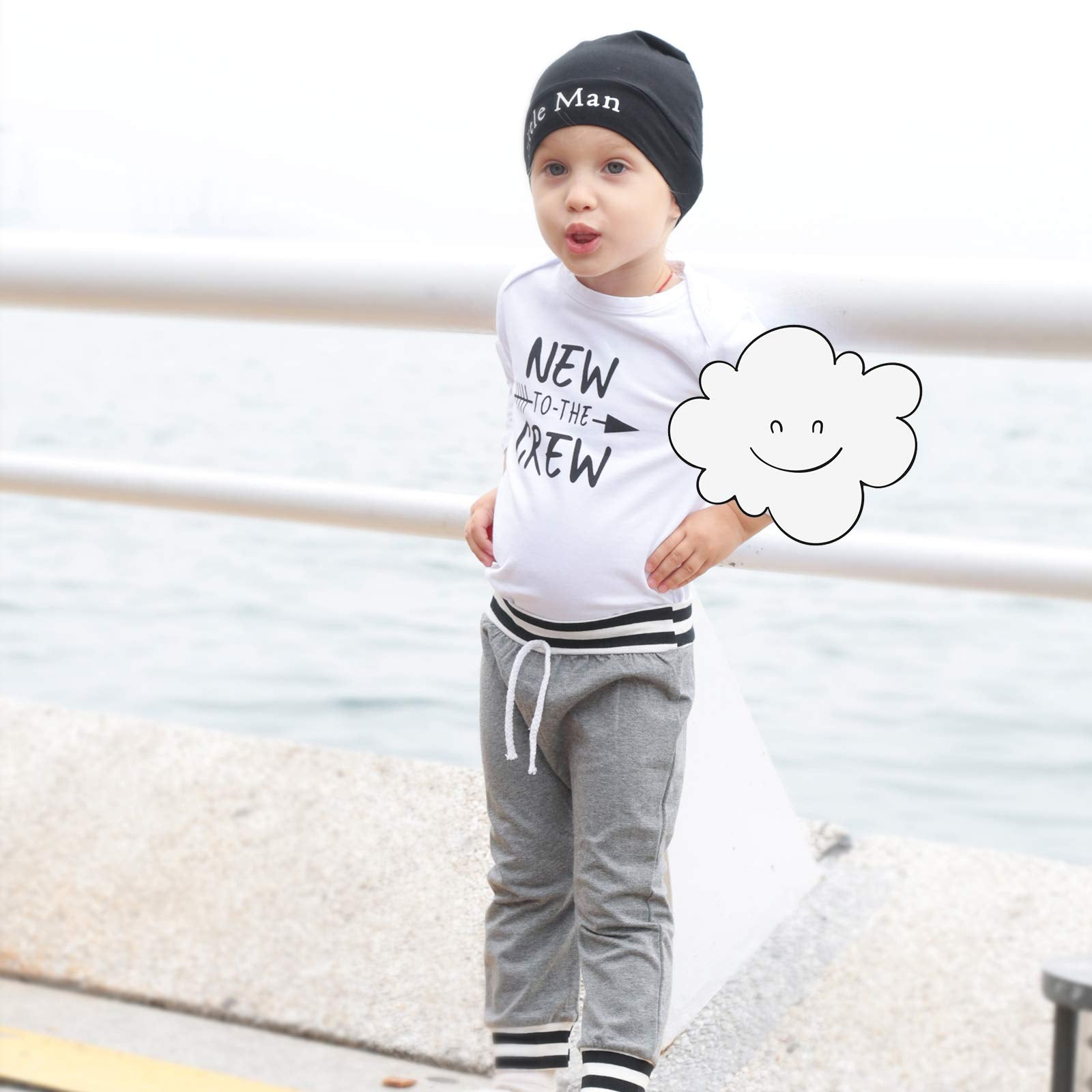 Renotemy Newborn Infant Baby Boy Clothes Outfits New to The Crew Outfits Long Pants Toddler Baby Boy Clothes Set