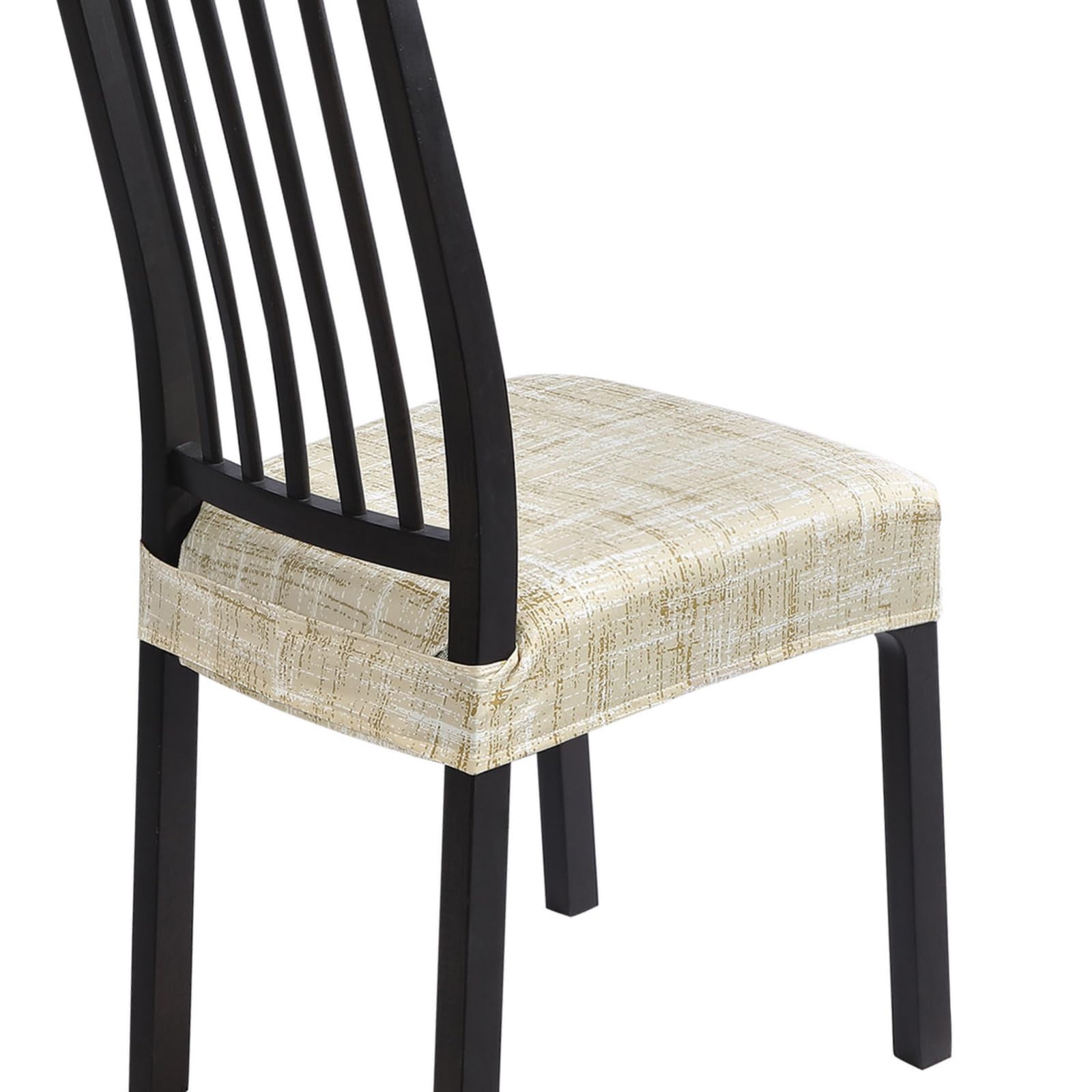 SearchI Stretch Dining Chair Seat Covers Set of 6, Soft Removable Washable Seat Cover for Dining Chairs, Dining Room Chair Cover Protector (Rear-Covered, Brown)