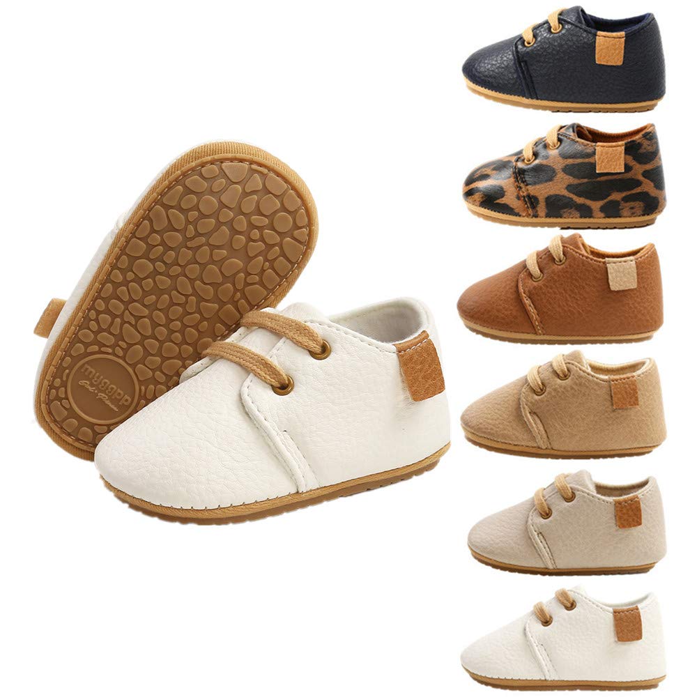 HsdsBebe Baby Boys Girls Oxford Shoes PU Leather Soft Rubber Sole Sneakers Anti-Slip Toddler Ankle Boots Infant Walking Shoes Moccasins