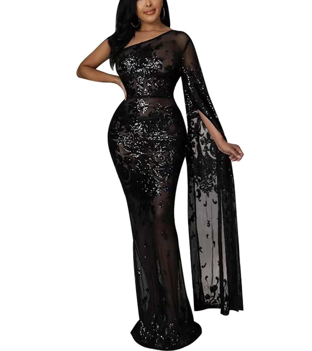 PORRCEY Women's Sexy Elegant Sparkly Sequins Evening Dress Party Club Night Outfits