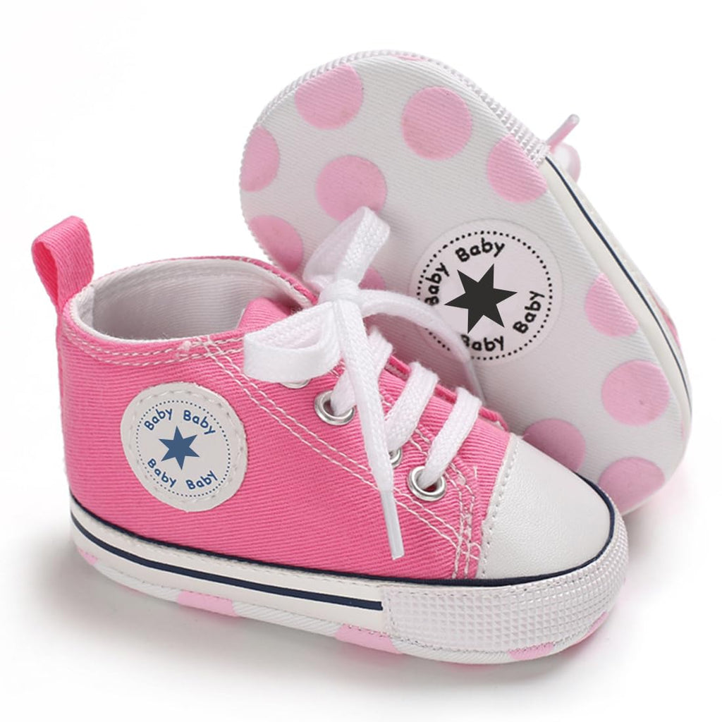 Unisex Baby Girls Boys Canvas High-top Shoes, Newborn Infant Anti-Slip Soft Sole Frist Walking Breathable Sneakers