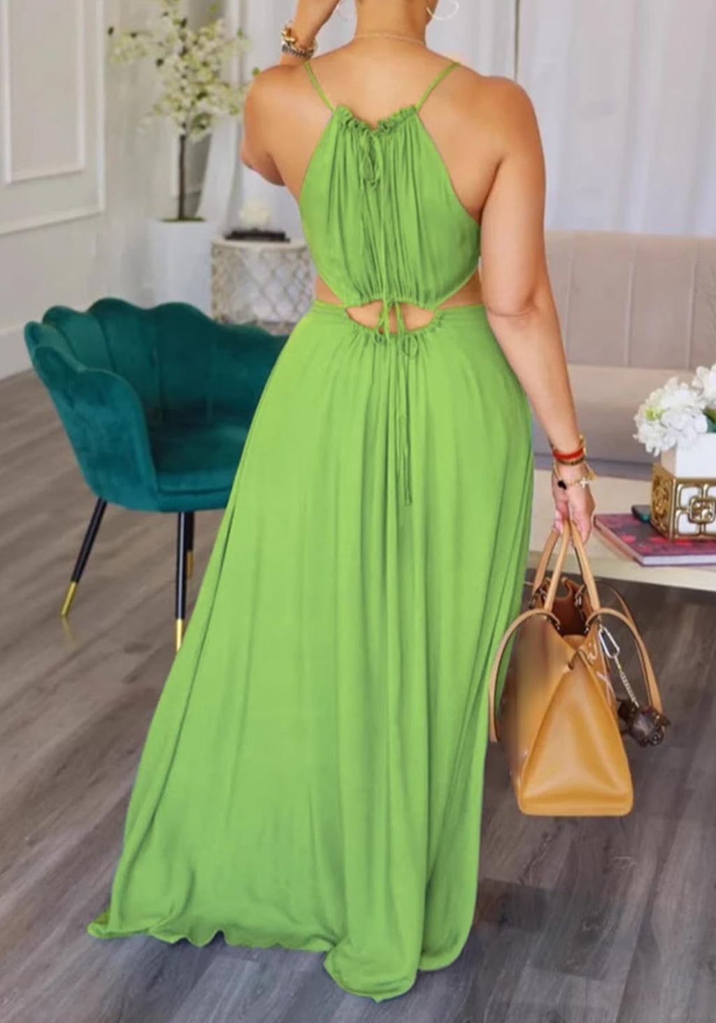 Geulis 2026 Women Summer Beach Dresses Sexy Cut Out Sleeveless Spaghetti Strap Halter Dress Flowy Maxi Vacation Dress