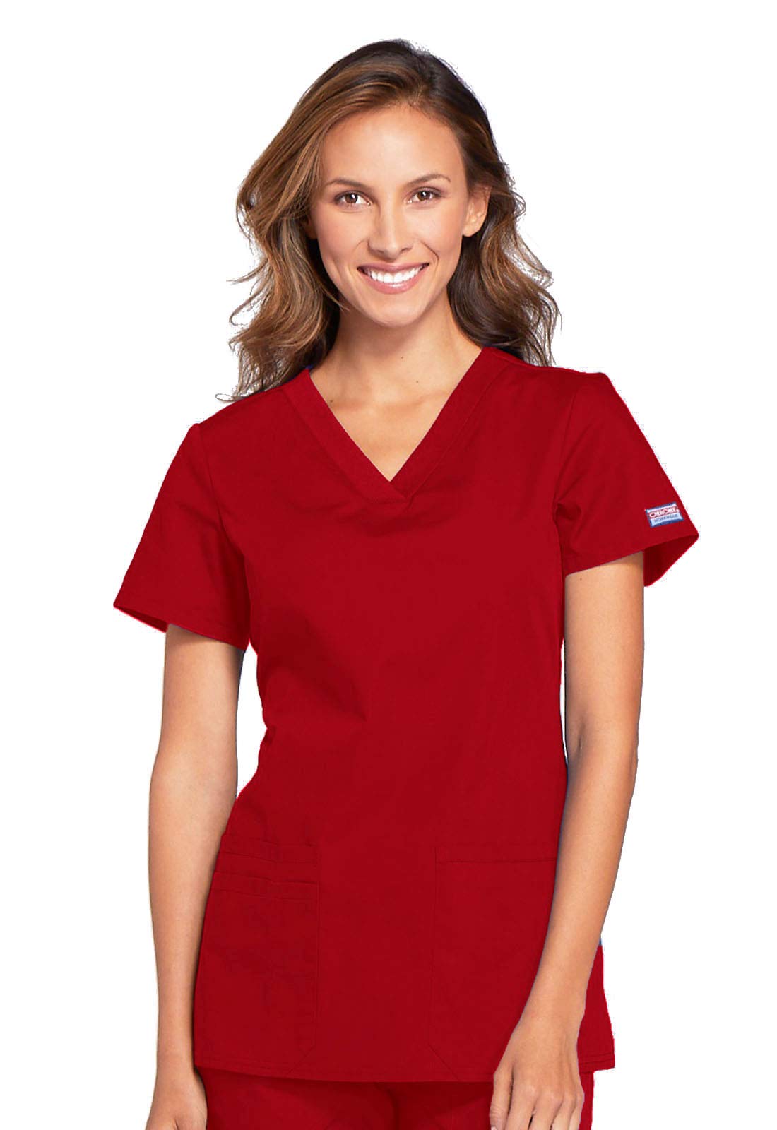 Cherokee Women's V-Neck Scrub Top - Modern Classic Shirt with 3 Pockets, Instrument Loop & Fade Resistant Fabric - WW645