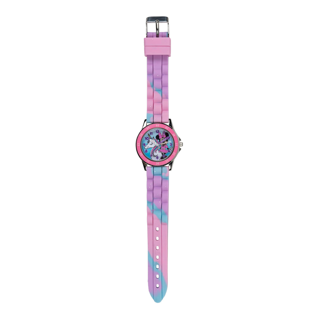 Minnie Mouse Time Teacher Watch for Girls - Analog Time Learning with Easy-to-Read Numbers and Comfortable Silicone Band