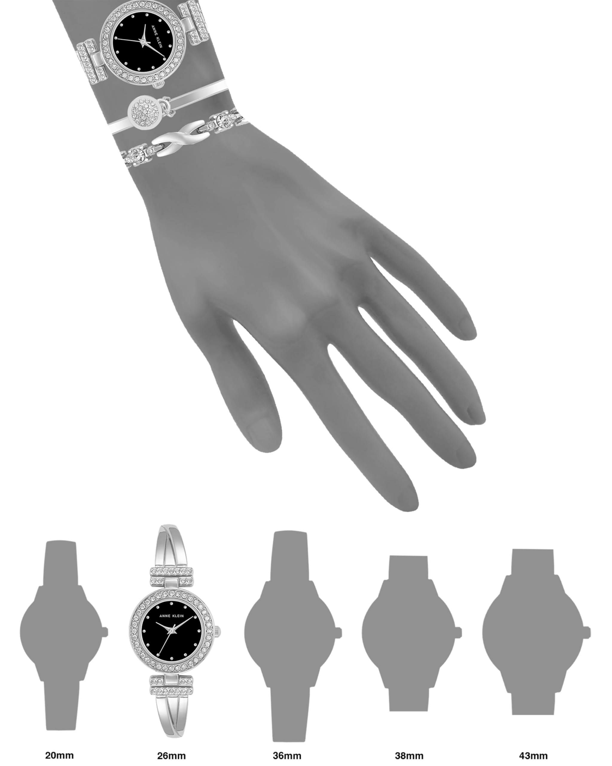 Anne Klein Women's Premium Crystal Accented Bangle Watch and Bracelet Set