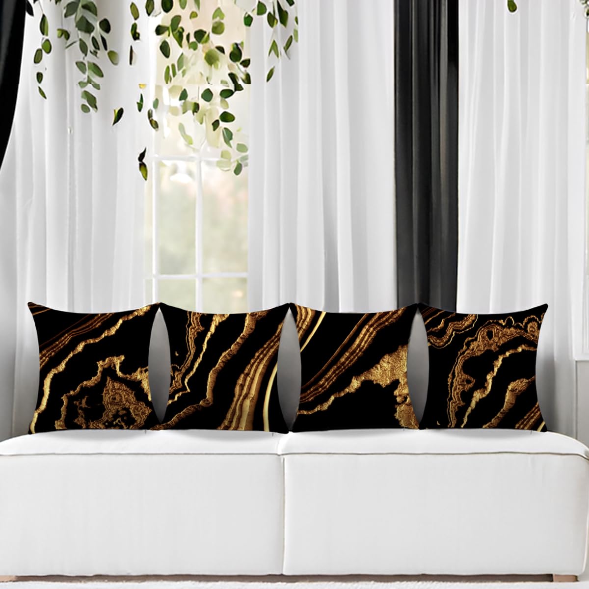 18 x 18 inch Set of 4 Decorative Pillow Covers Grey Marble Texture Throw Pillow Covers Living Room Decor Square Cushion Covers for Modern Styles Abstract Home Bedroom Couch Chair Sofa Pillow Cases