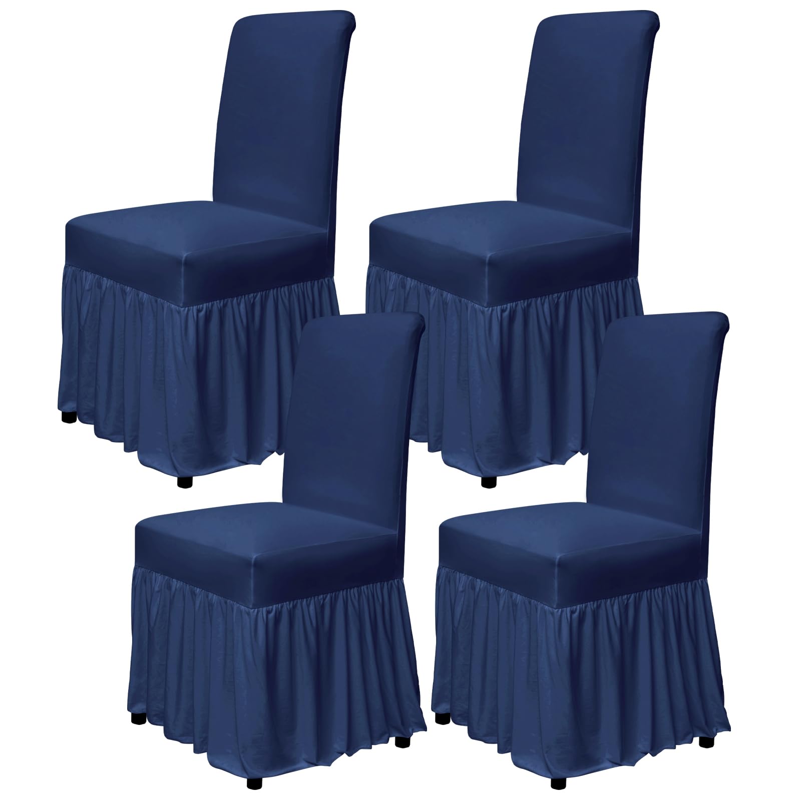 molasofa Chair Covers for Dining Room Set of 6 Stretch Chair Slipcovers with Skirt for Kitchen Seat Protectors Wedding Banquet Decor Kids Pets Spandex Fabric Washable (6pcs, Brown)