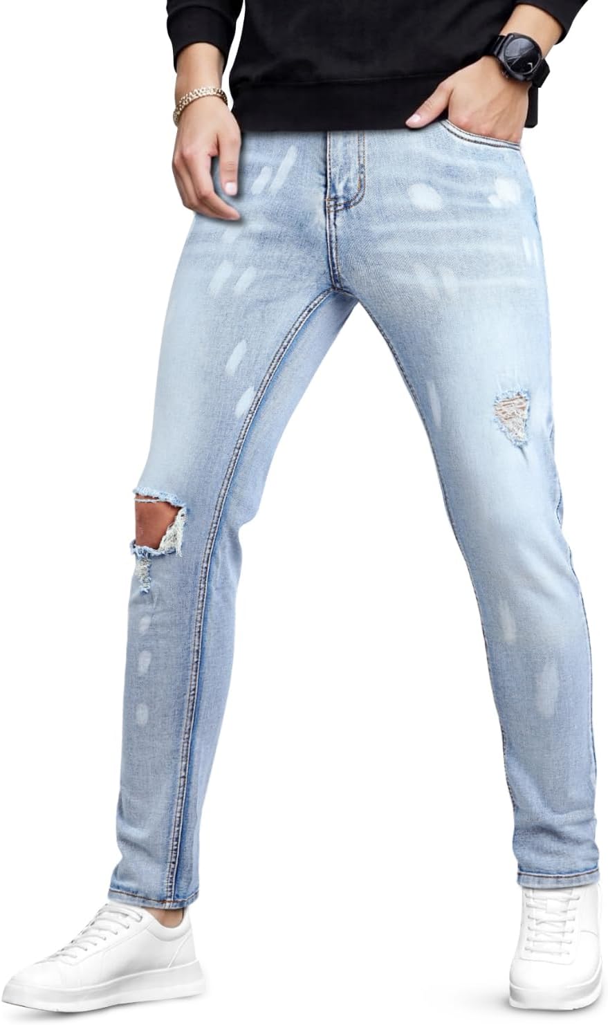 Heyfanee Mens Slim Fit Jeans Stretch Denim Pants for Men