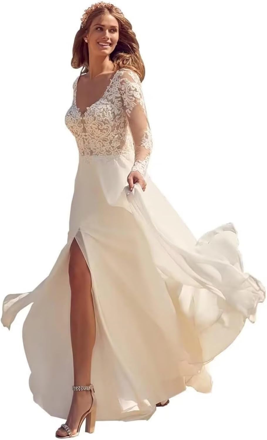 Wedding Dress for Bride Lace Appliques Mermaid Boho Beach Bridal Gowns BOF44