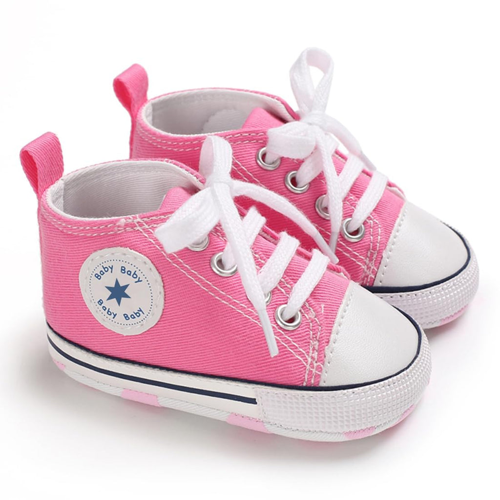 Unisex Baby Girls Boys Canvas High-top Shoes, Newborn Infant Anti-Slip Soft Sole Frist Walking Breathable Sneakers