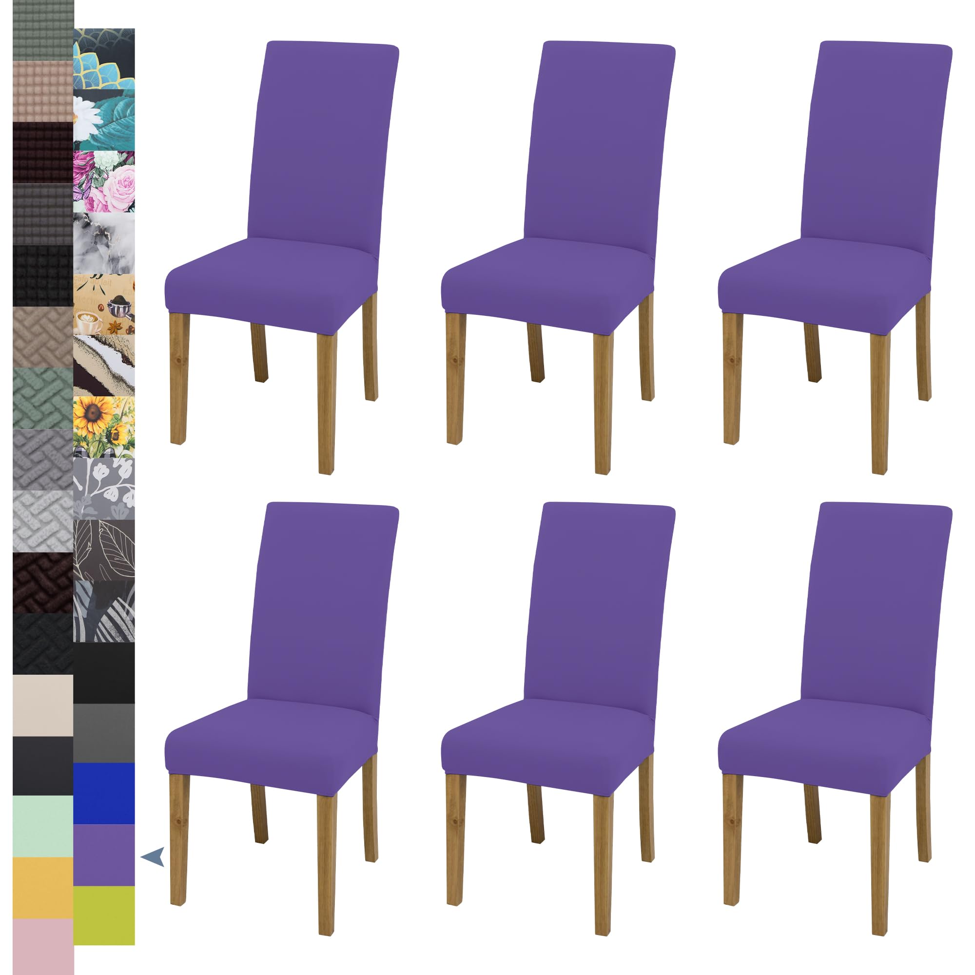 BIETYONE Stretch Dining Chair Covers Set of 6, Soft Removable Washable Kitchen Parsons Chair Slipcovers, High Elastic Seat Protector for Home Hotel Banquet
