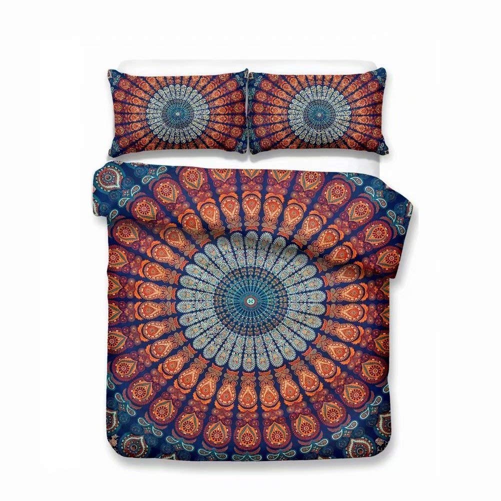 Buddha Comforter Set King, Indian Art Bohemian Mandala Zen Themed Buddha Eye Meditation Room Design Buddhist Decorative 3 Piece Quilt Set Lotus Flower Print Bedding Set(Gold Black)