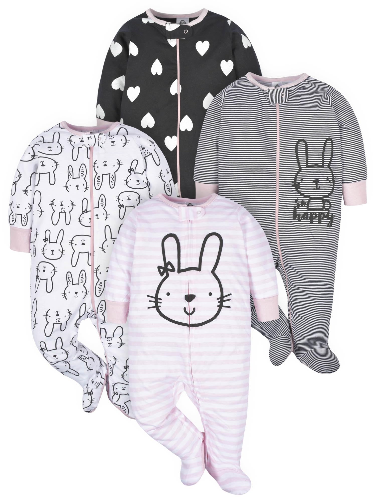 Gerber Baby-Girls 4 Pack Sleep 'N Play Footie
