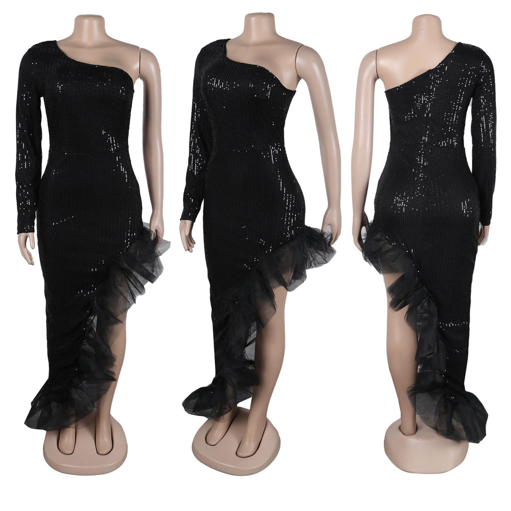 PORRCEY Women's Sexy Elegant Sparkly Sequins Evening Dress Party Club Night Outfits
