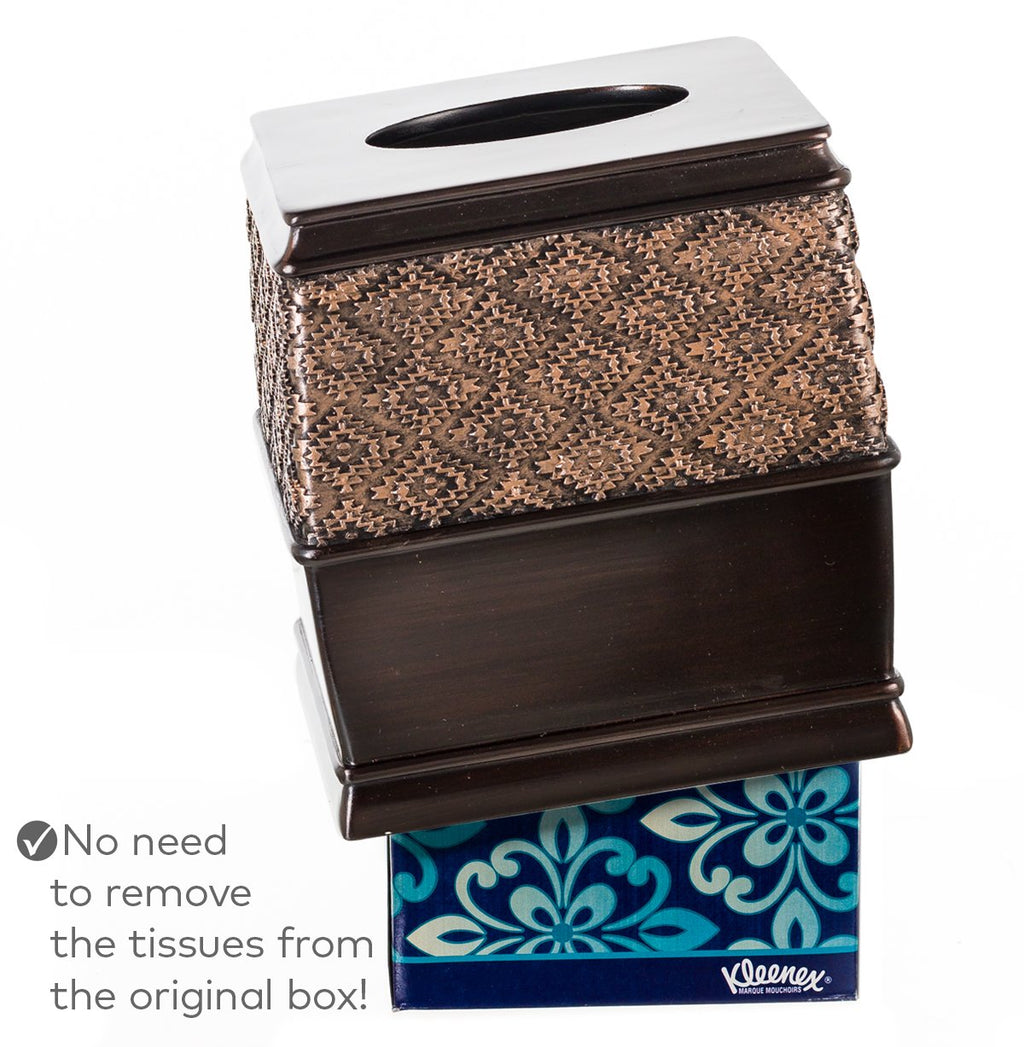 Creative Scents Dublin Brown Bathroom Accessories Set Complete - 4 Pc. Bathroom Sets Accessories, Luxury Bathroom Accessory Set - Soap Dispenser, Soap Dish, Tumbler & Toothbrush Holder Set