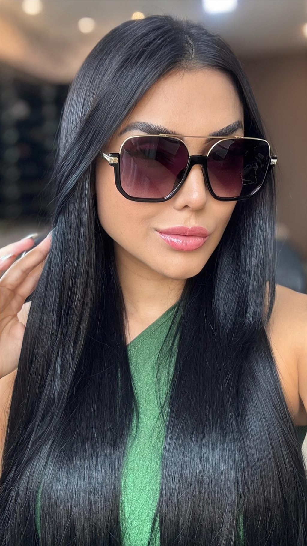 GUVIVI Retro Oversized Aviator Sunglasses for Women Men Square Double Bridge Pilot Sun Glasses 70s Trendy Shades
