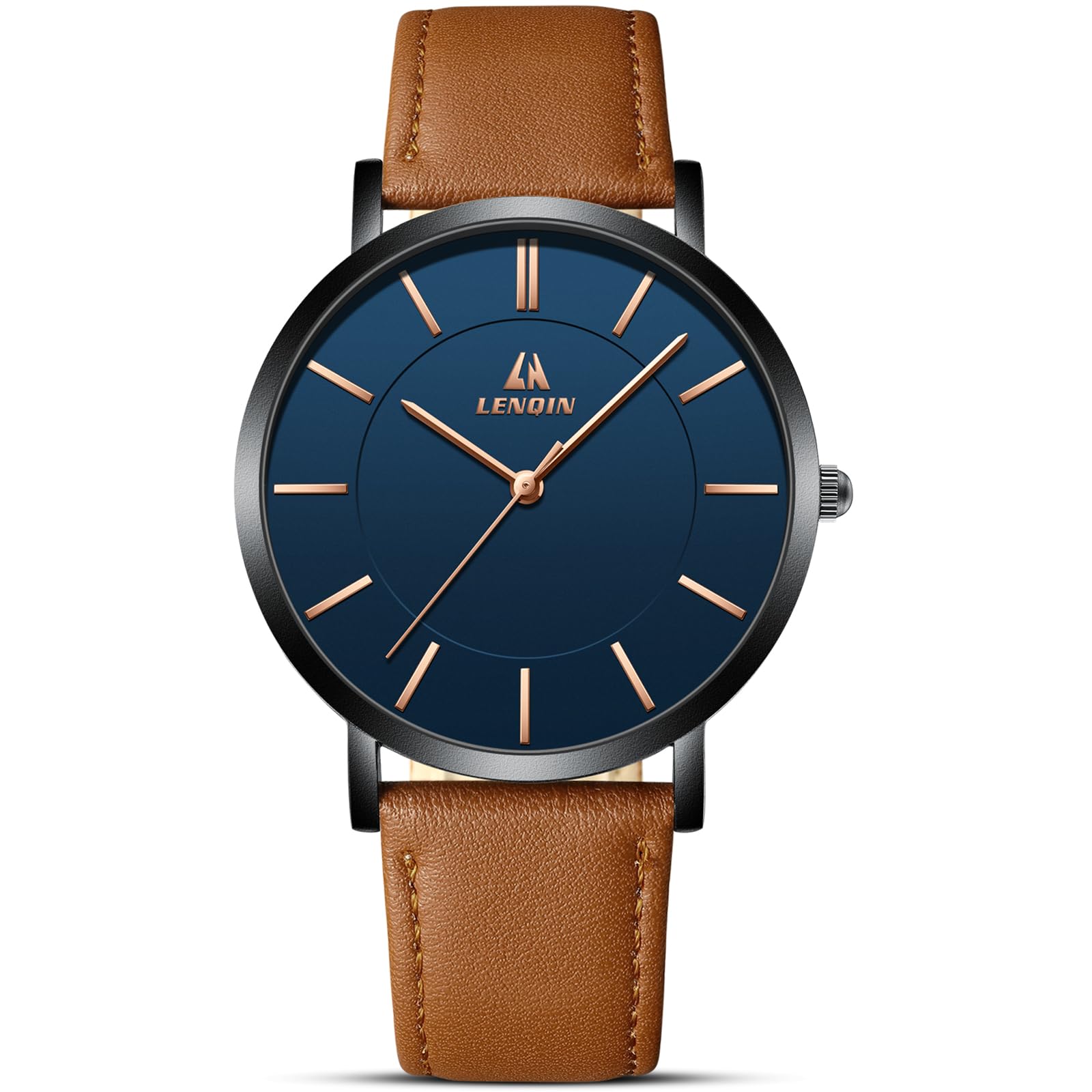 LN LENQIN Mens Watches Waterproof Stainless Steel Watch for Men Analog Quartz Fashion Business Designer Wristwatch