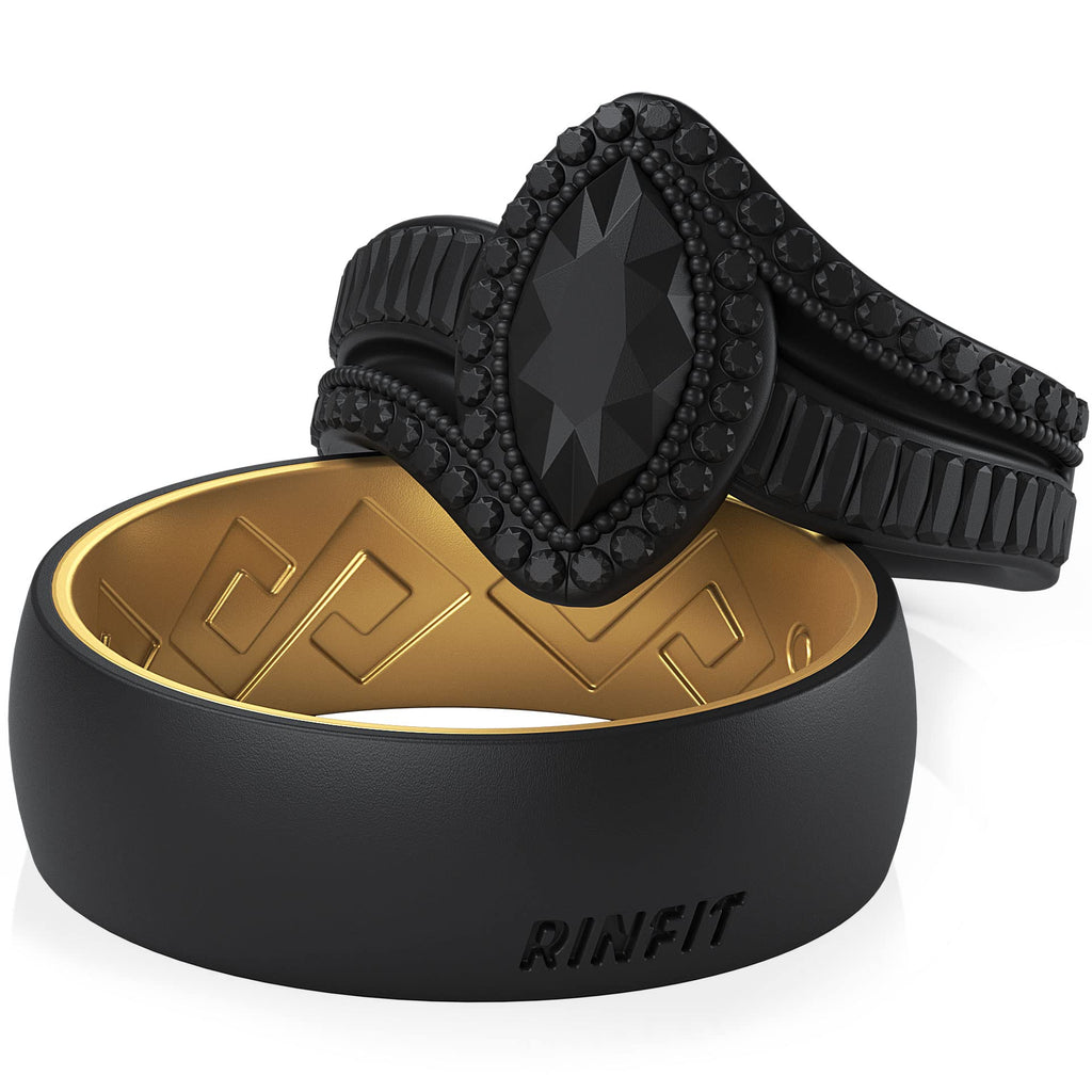 Rinfit Matching Silicone Rings for Couples - Silicone Wedding Bands Sets for Him and Her - His and Hers Ring - Patented Design