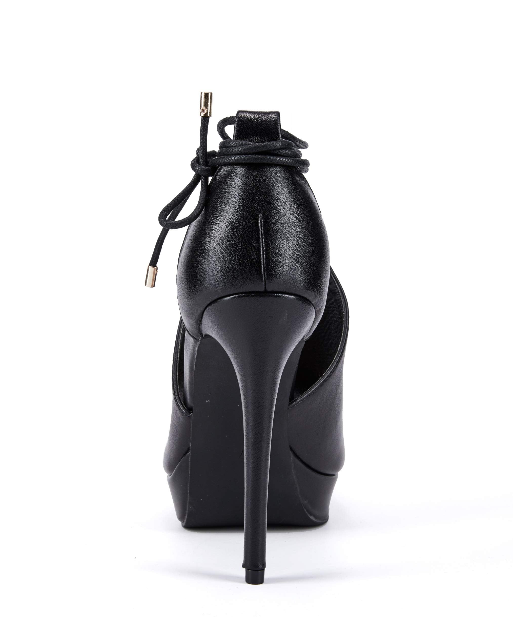 Womens Peep Toe Platform Heels Sexy Sandals Strappy Lace Up Tie Stilettos Dress Pumps Shoes