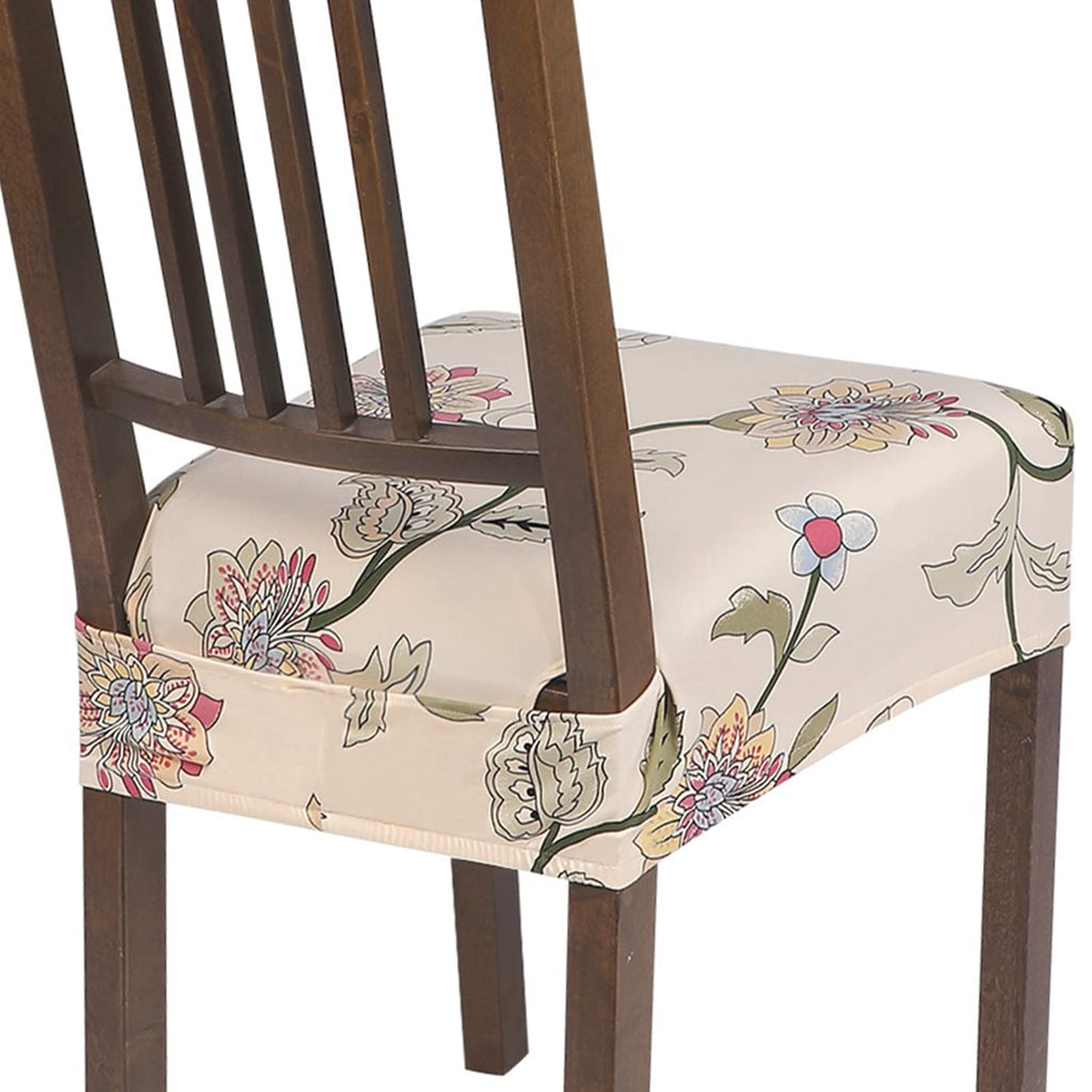 SearchI Stretch Dining Chair Seat Covers Set of 6, Soft Removable Washable Seat Cover for Dining Chairs, Dining Room Chair Cover Protector (Rear-Covered, Brown)