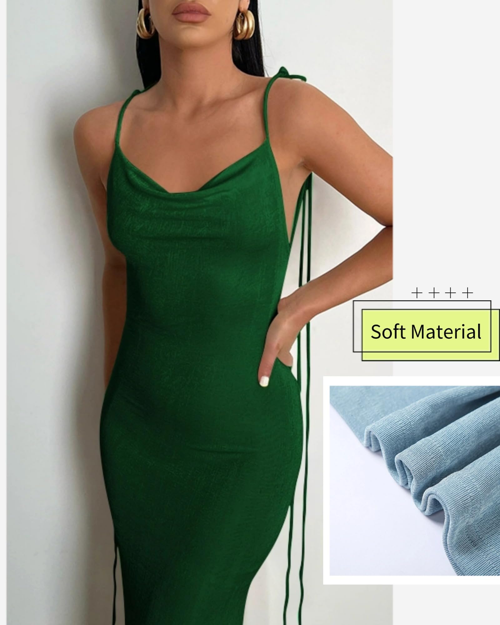 Doweha Women Backless Cowl Neck Cocktail Going Out Dress Halter Slip Long Semi Formal Party 2026 Spring Summer Maxi Dress