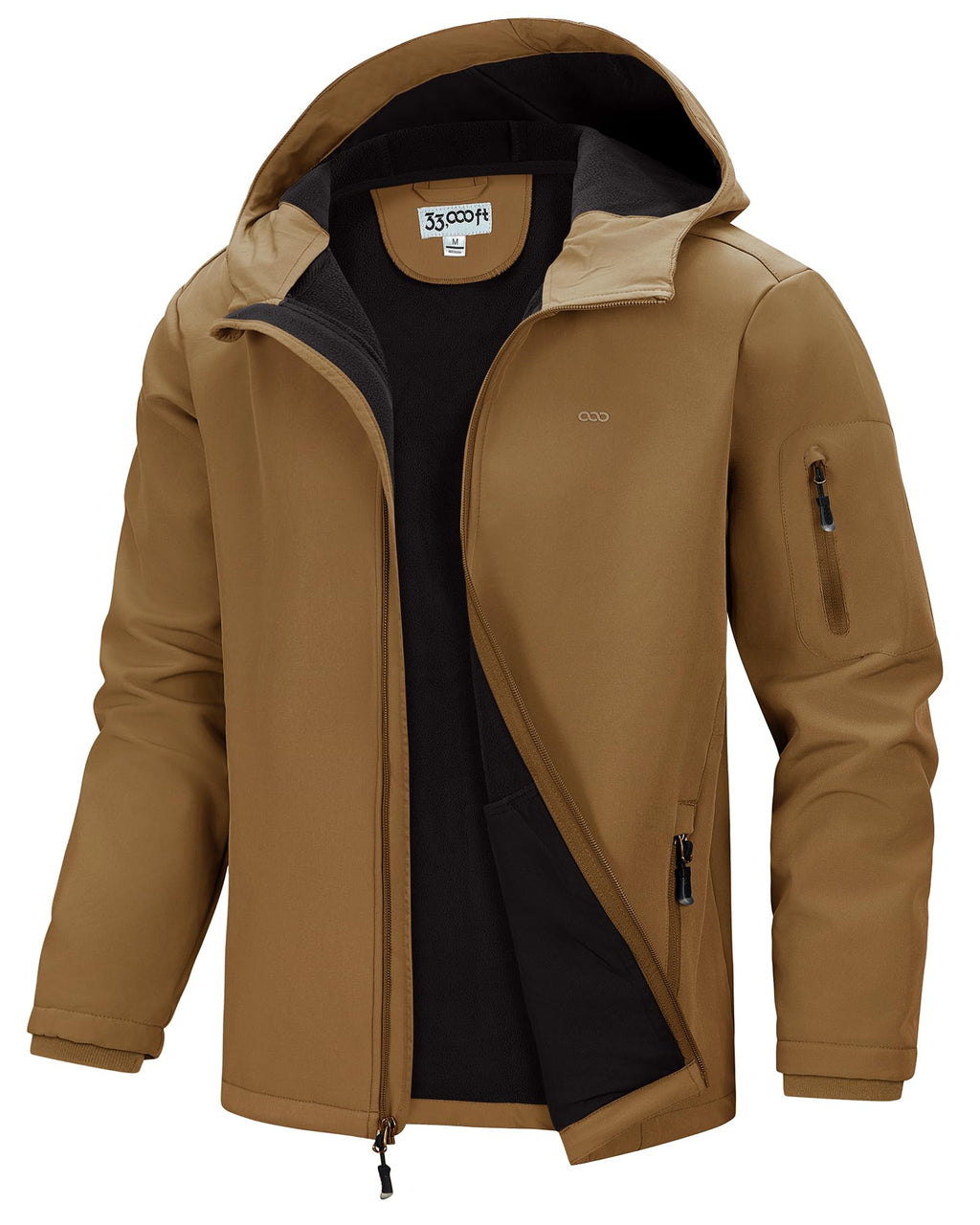 33,000ft Men's Hooded Softshell Jacket Waterproof Lightweight Insulated Windbreaker Fleece Lined Rain Shell Jacket