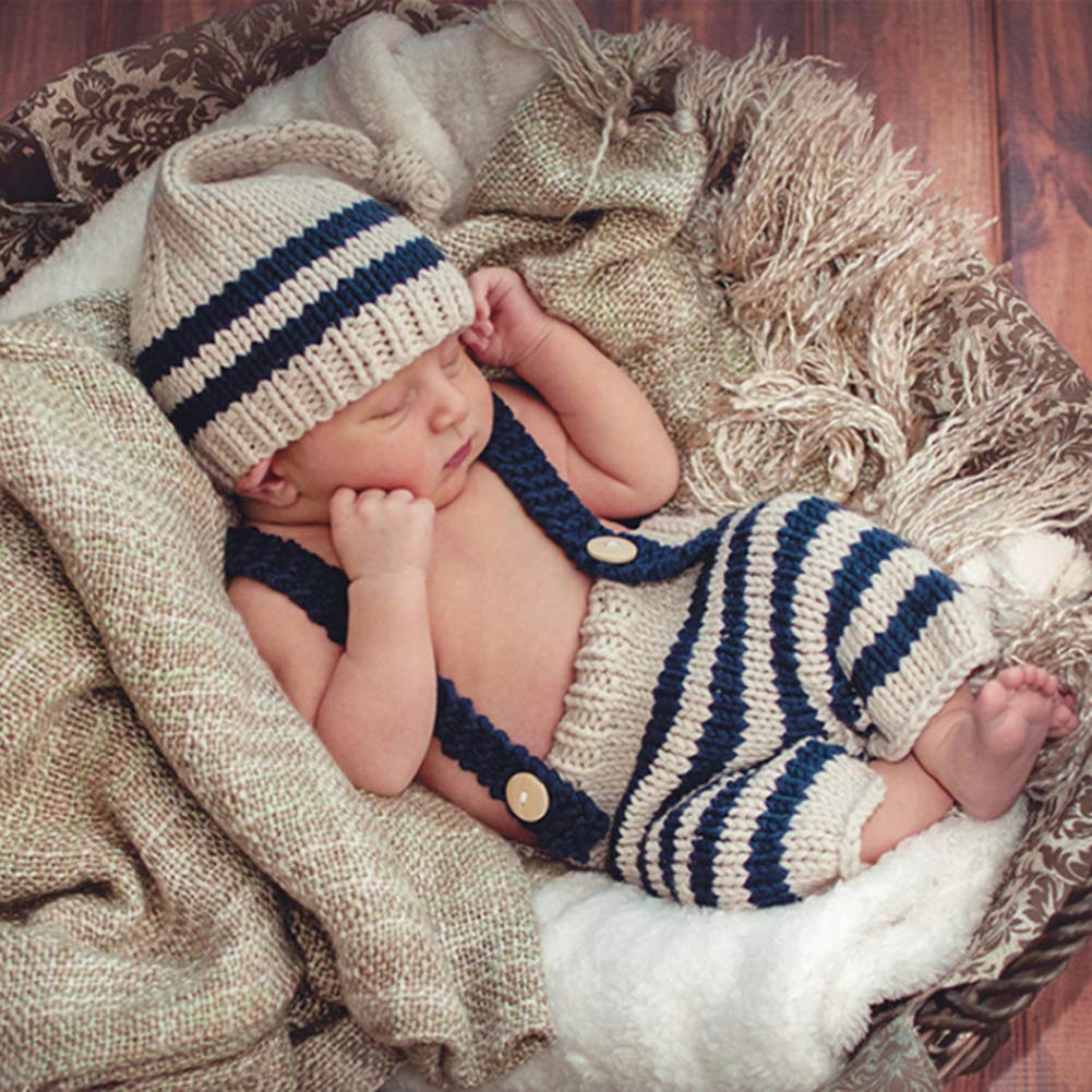 Fashion Cute Newborn Boy Girls Baby Costume Outfits Photography Props Hat Pants
