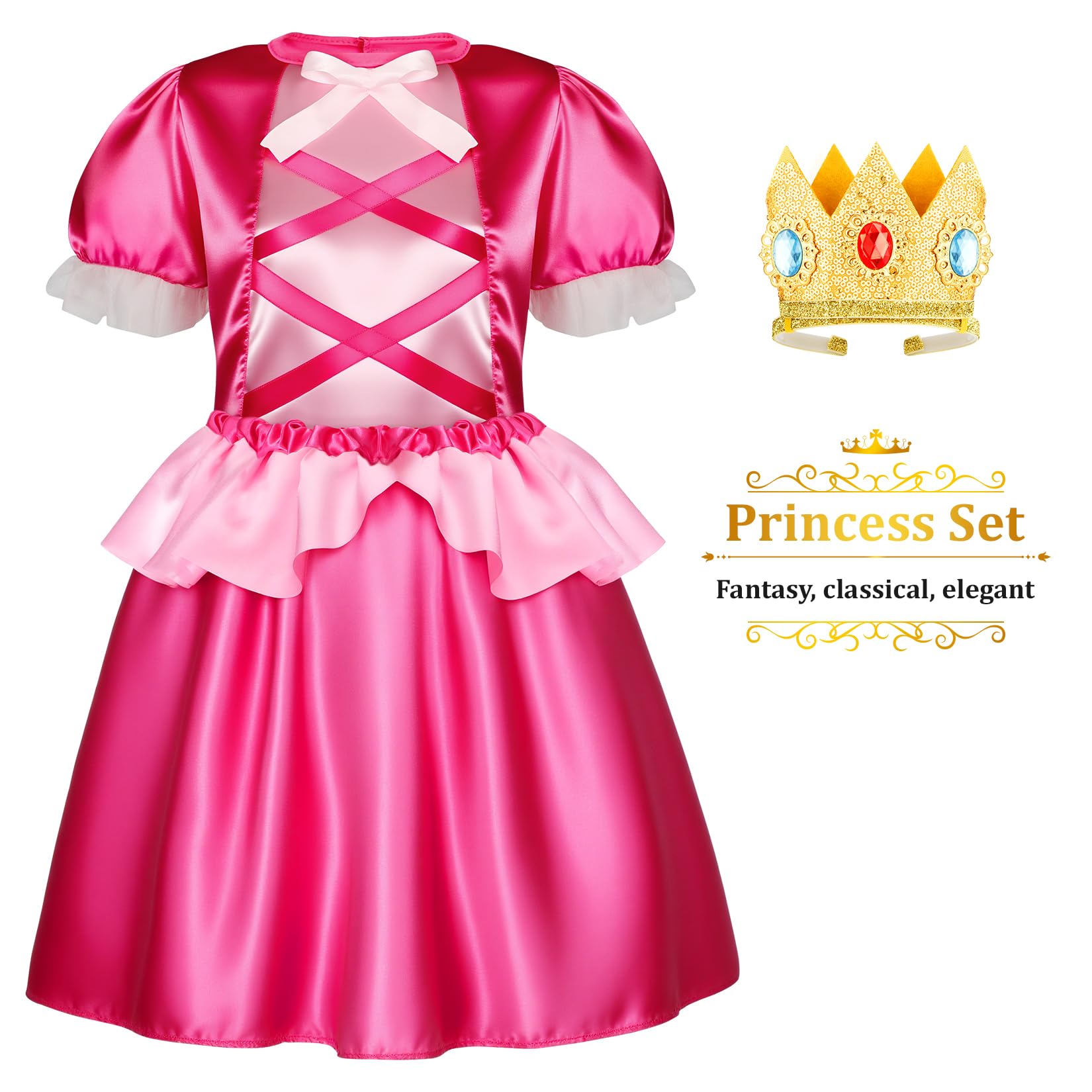 LIMIROLER Princess Dress Up Clothes for Little Girl Role Play Costume Gift Set Princess Dress Up Toys for Toddler Girls