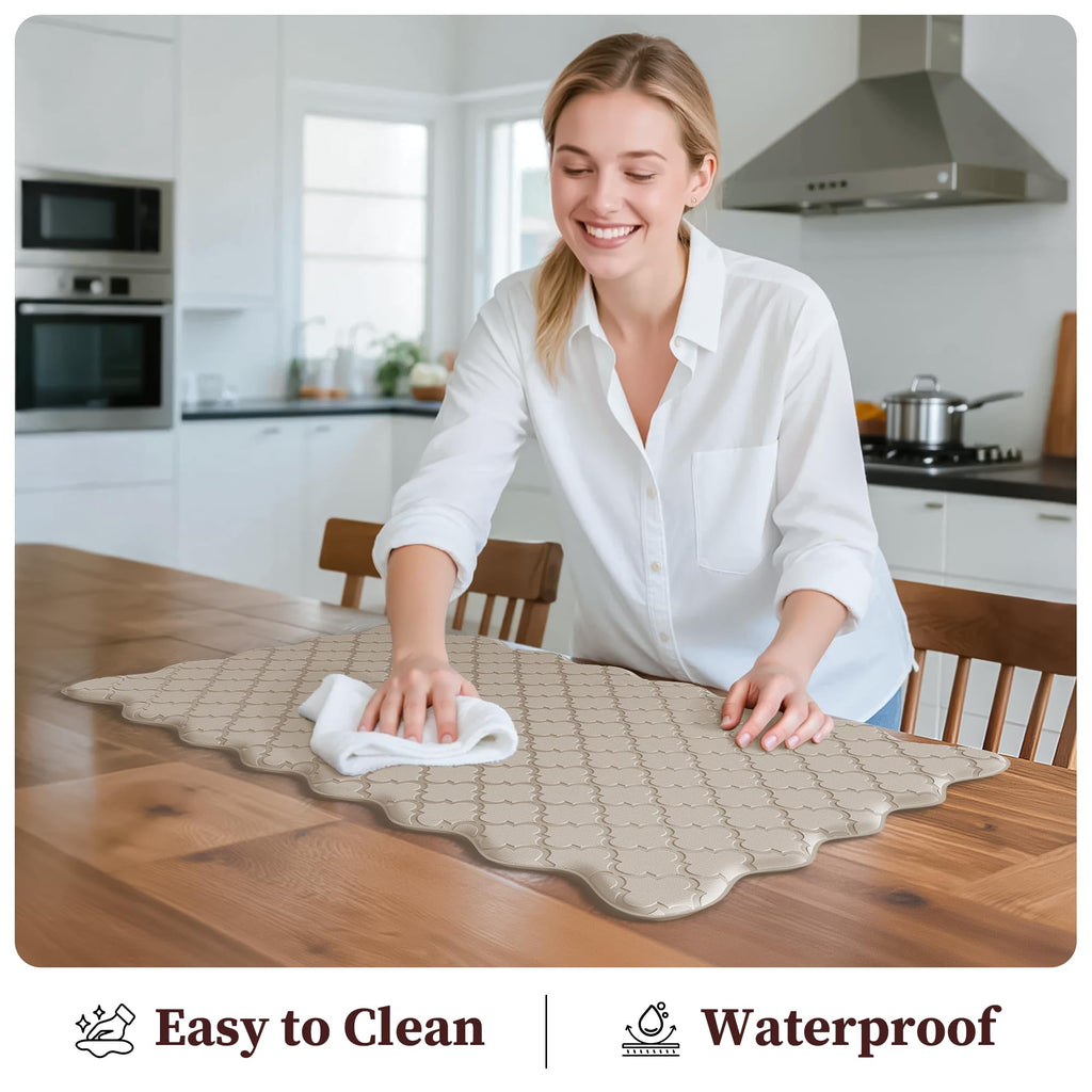 Arenarug Upgrade Scalloped Embossed Kitchen Mats for Floor 2PCS Cushioned Anti Fatigue Waterproof Foam Kitchen Rugs Non Slip Washable Comfort Standing Mat for Office Sink Laundry, Black