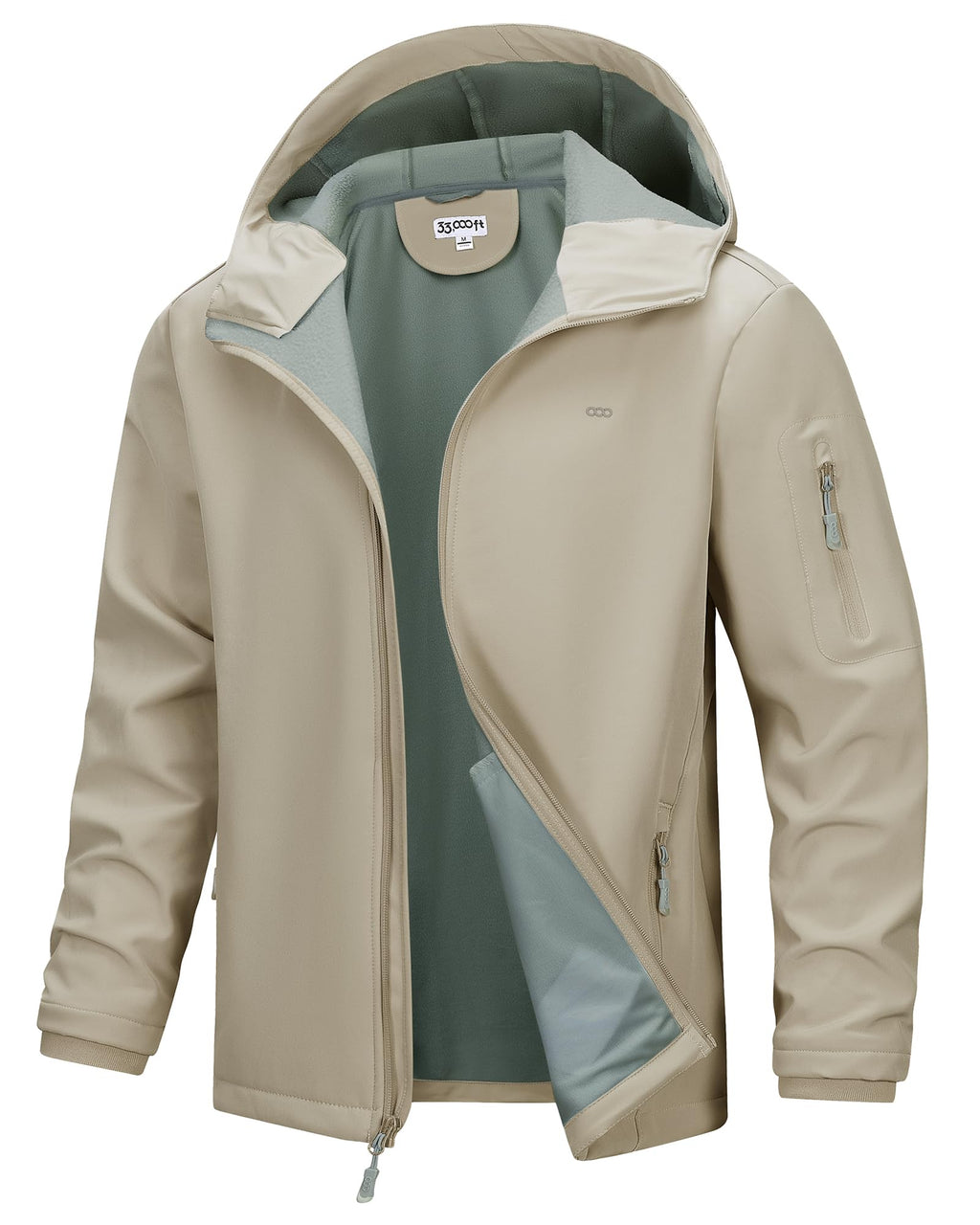 33,000ft Men's Hooded Softshell Jacket Waterproof Lightweight Insulated Windbreaker Fleece Lined Rain Shell Jacket