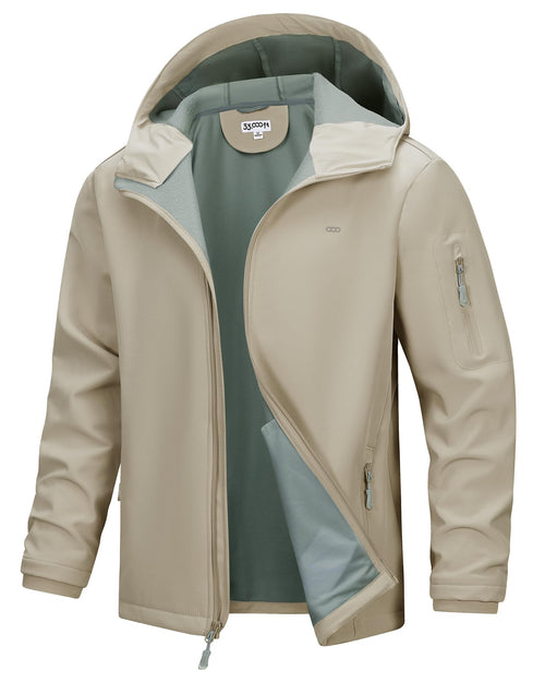 33,000ft Men's Hooded Softshell Jacket Waterproof Lightweight Insulated Windbreaker Fleece Lined Rain Shell Jacket