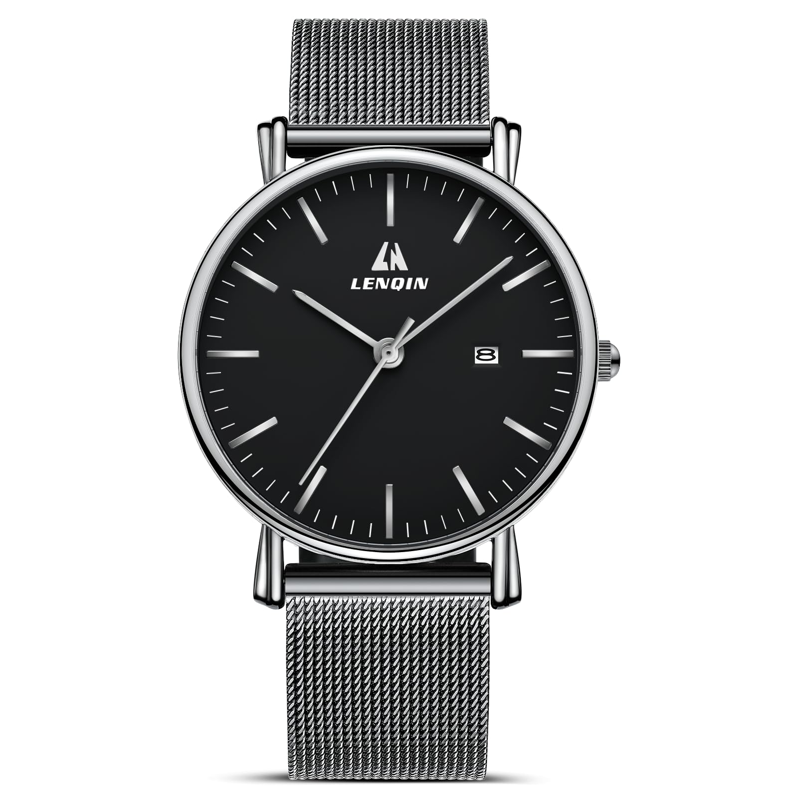 LN LENQIN Mens Watches Waterproof Stainless Steel Watch for Men Analog Quartz Fashion Business Designer Wristwatch