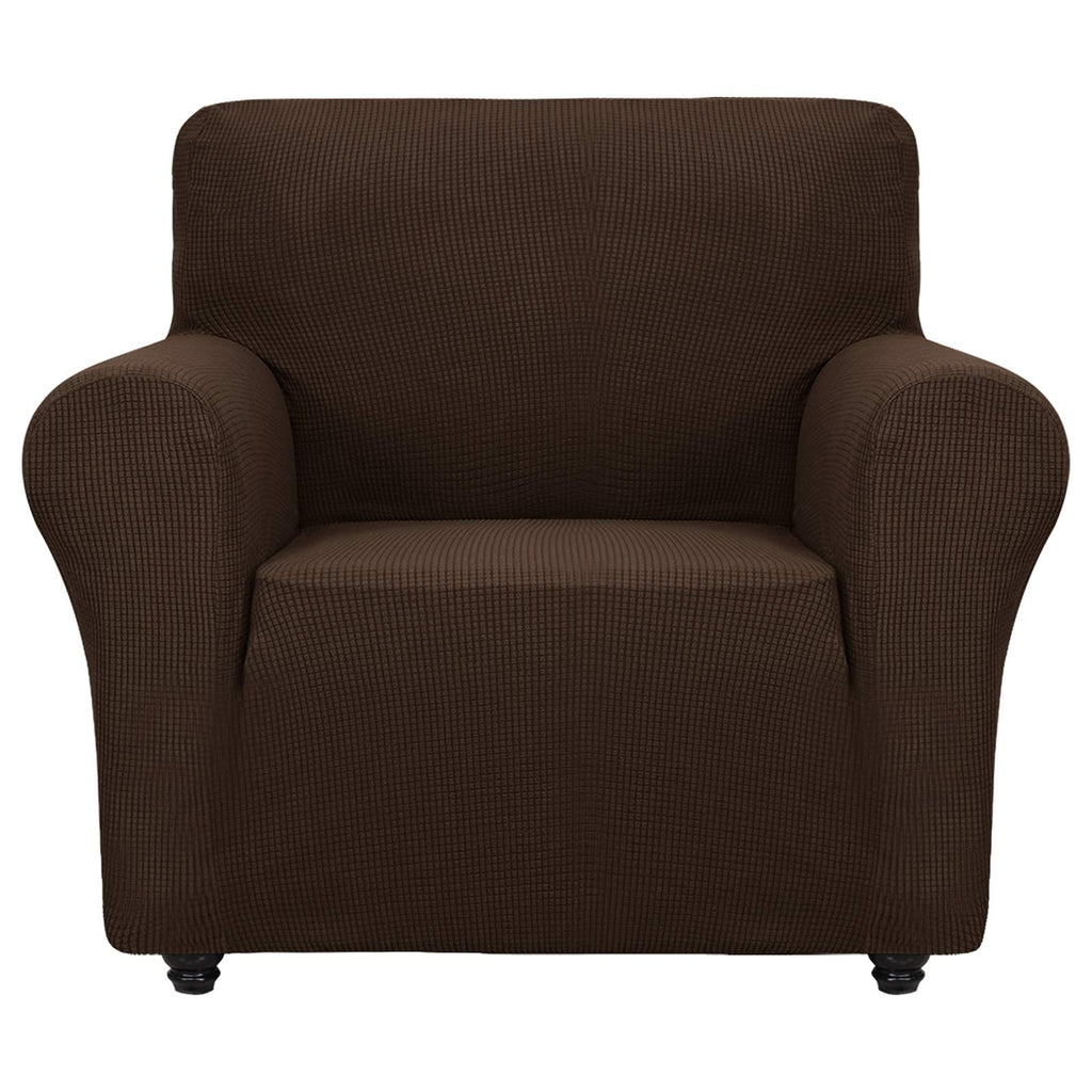 ZNSAYOTX Super Stretch Chair Slipcover (30"-47"), New Striped Sofa Chair Covers for Living Room, Dogs Pet Friendly Anti-Slip Chair Protector Spandex Armchair Slipcovers (Beige, Chair)