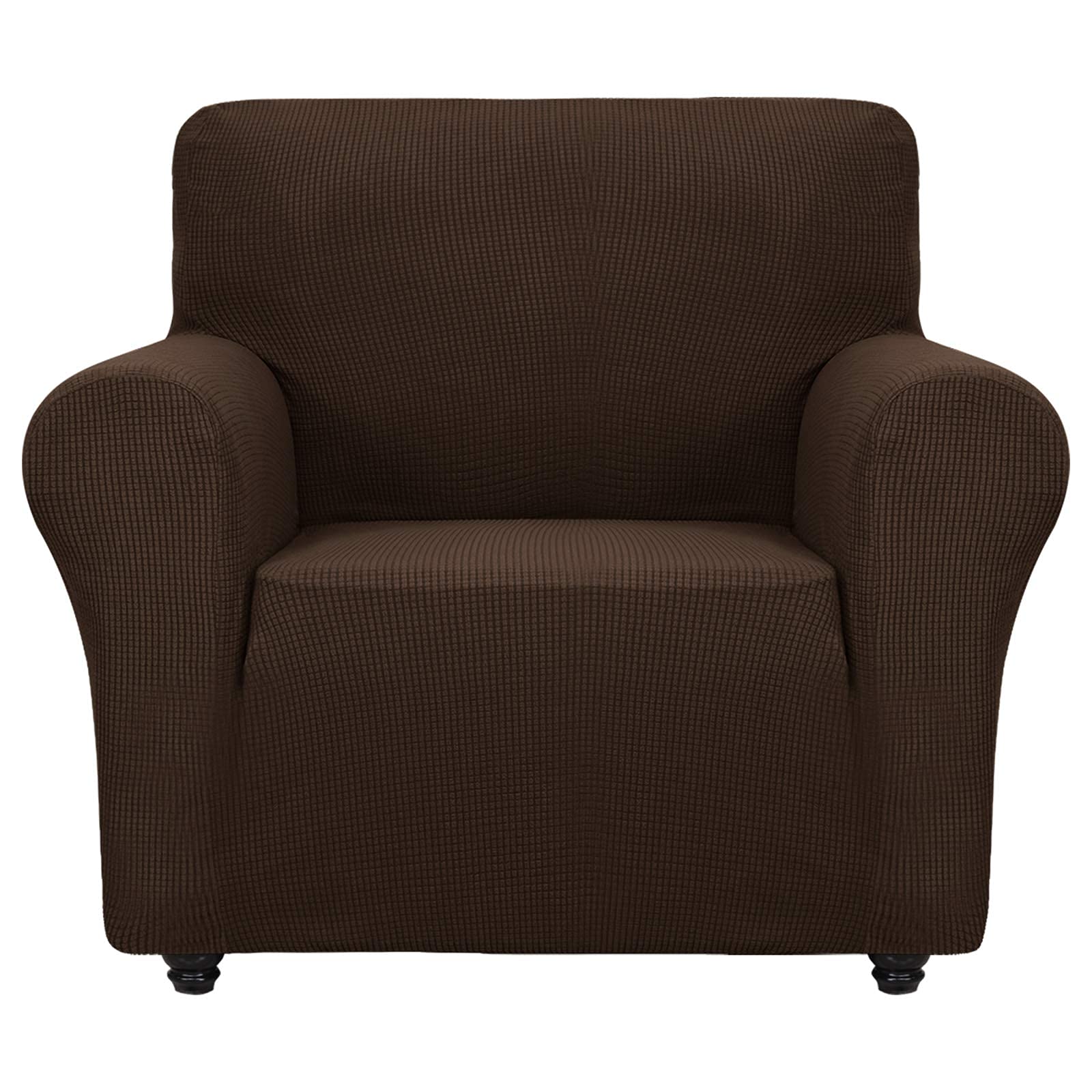 ZNSAYOTX Super Stretch Chair Slipcover (30"-47"), New Striped Sofa Chair Covers for Living Room, Dogs Pet Friendly Anti-Slip Chair Protector Spandex Armchair Slipcovers (Beige, Chair)