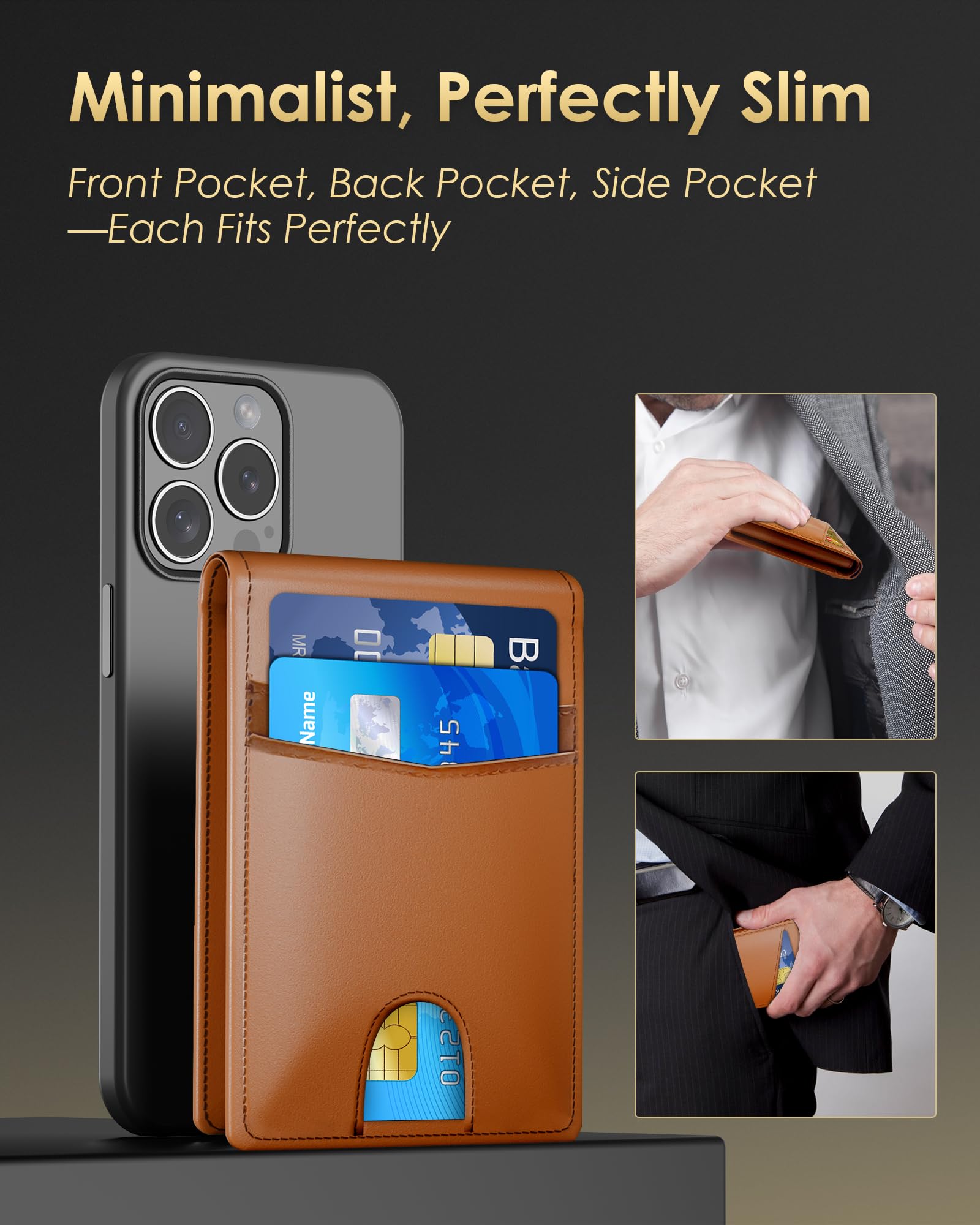 2026 Wallet for Men - RFID Blocking [Functional & Practical] Bifold Slim Minimalist Credit Card Holder Pop Up Wallet Metal Case with Cash Slot, Front Pocket with ID Window, Gift Boxed (Carbon Fiber)