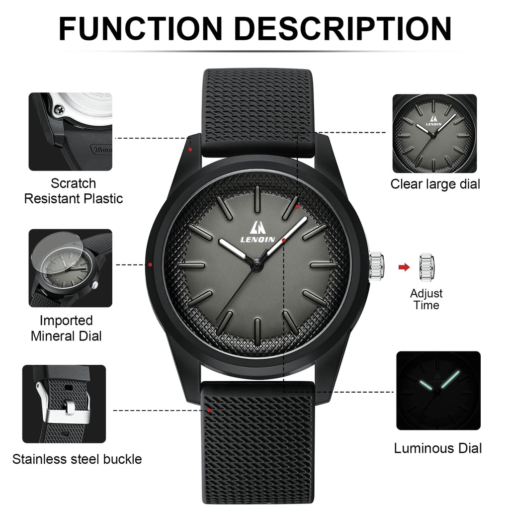 LN LENQIN Mens Watches Waterproof Stainless Steel Watch for Men Analog Quartz Fashion Business Designer Wristwatch