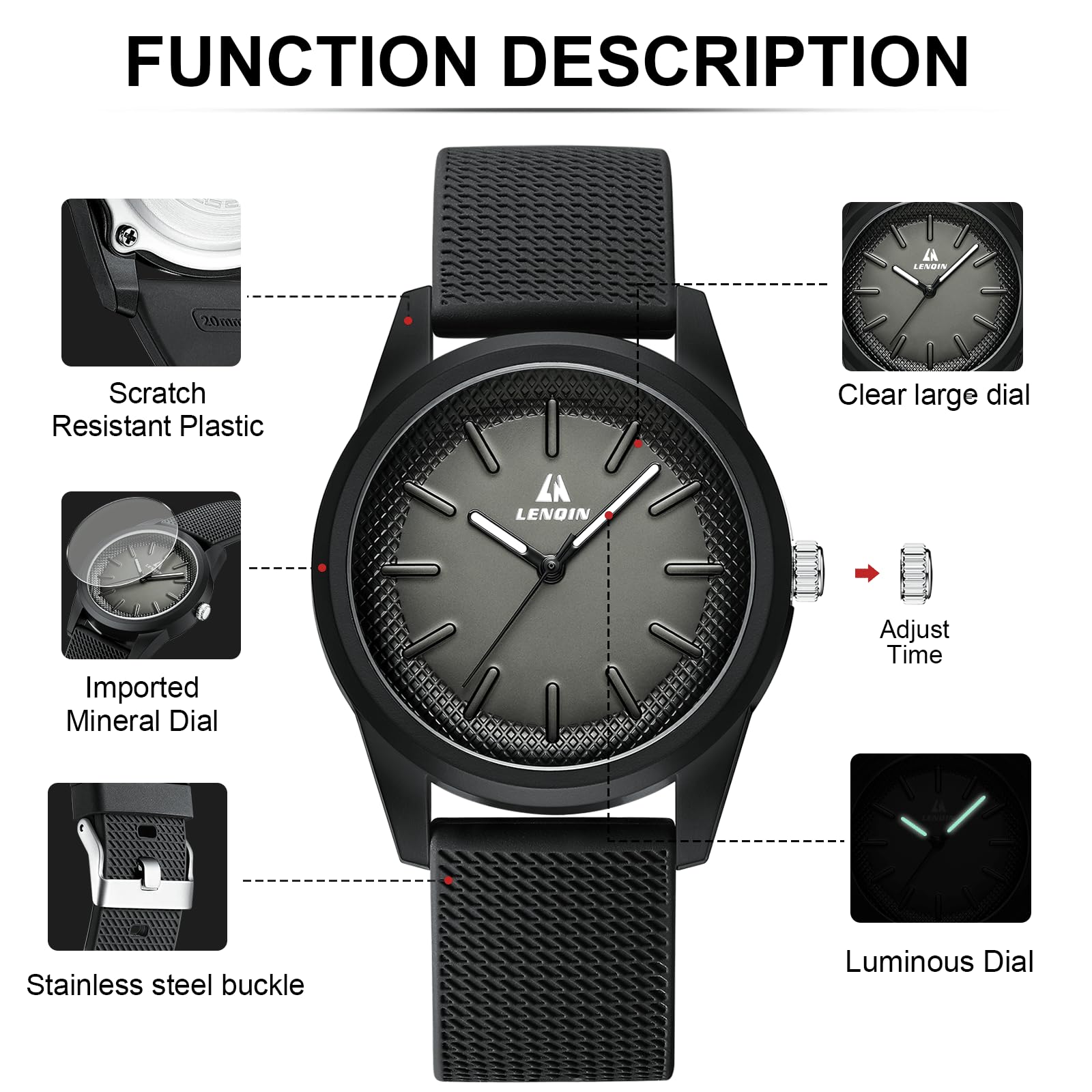 LN LENQIN Mens Watches Waterproof Stainless Steel Watch for Men Analog Quartz Fashion Business Designer Wristwatch