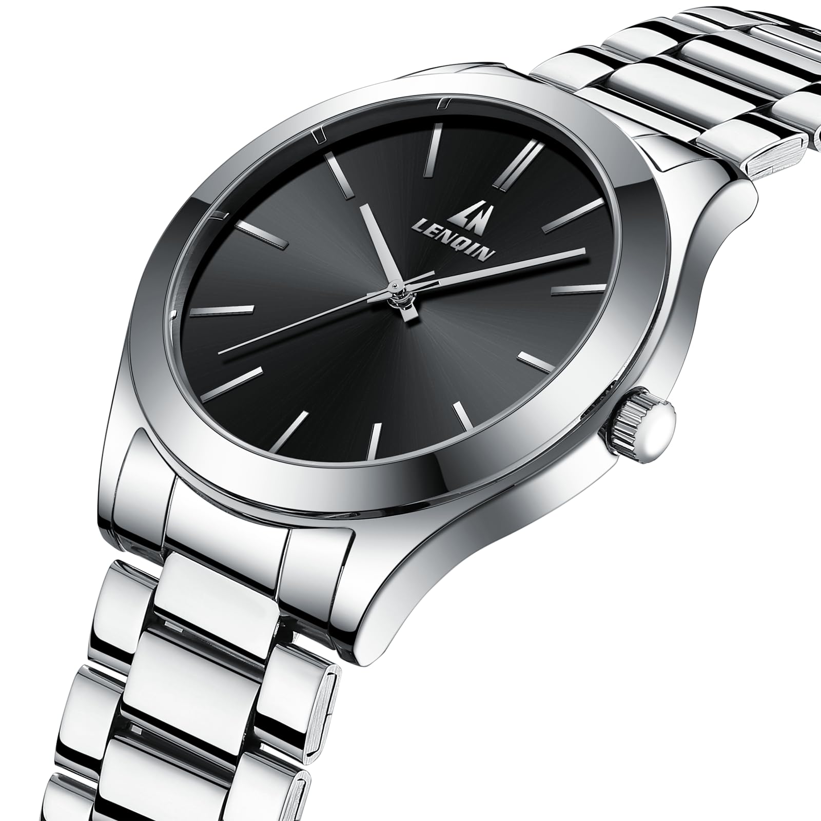 LN LENQIN Mens Watches Waterproof Stainless Steel Watch for Men Analog Quartz Fashion Business Designer Wristwatch