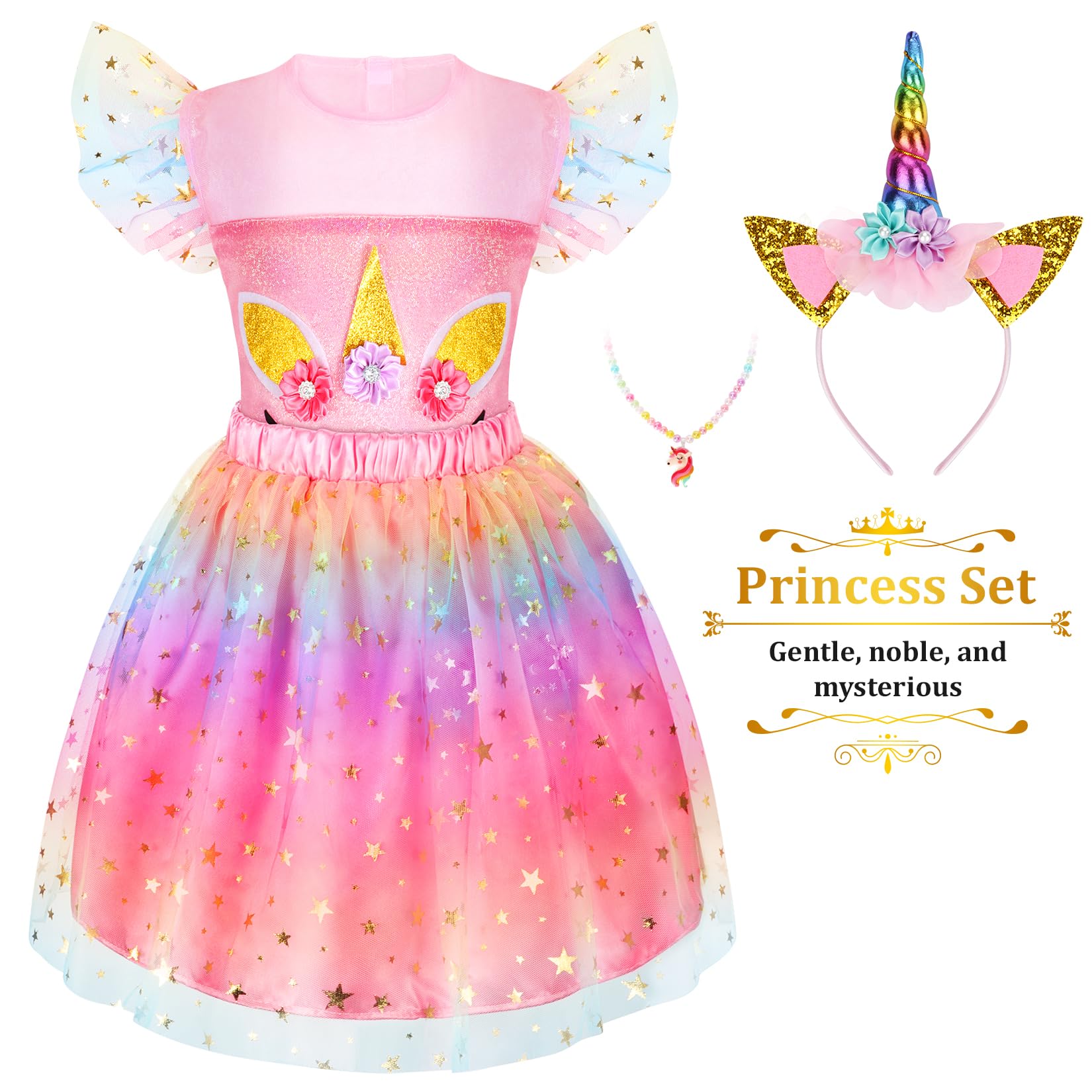 LIMIROLER Princess Dress Up Clothes for Little Girl Role Play Costume Gift Set Princess Dress Up Toys for Toddler Girls