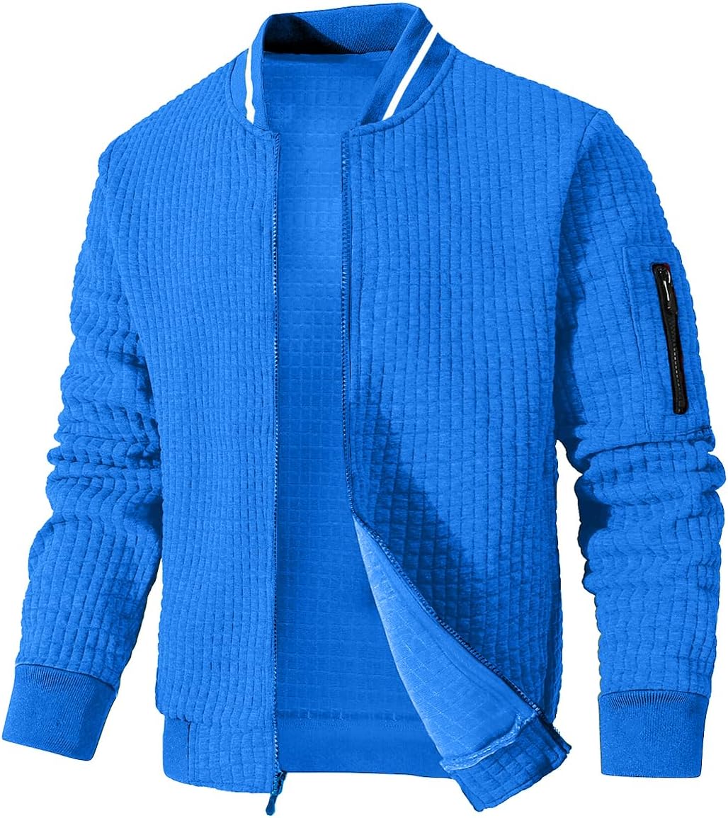 SAVKOOV Mens Lightweight Jacket Casual Bomber Jacket Varsity Coat