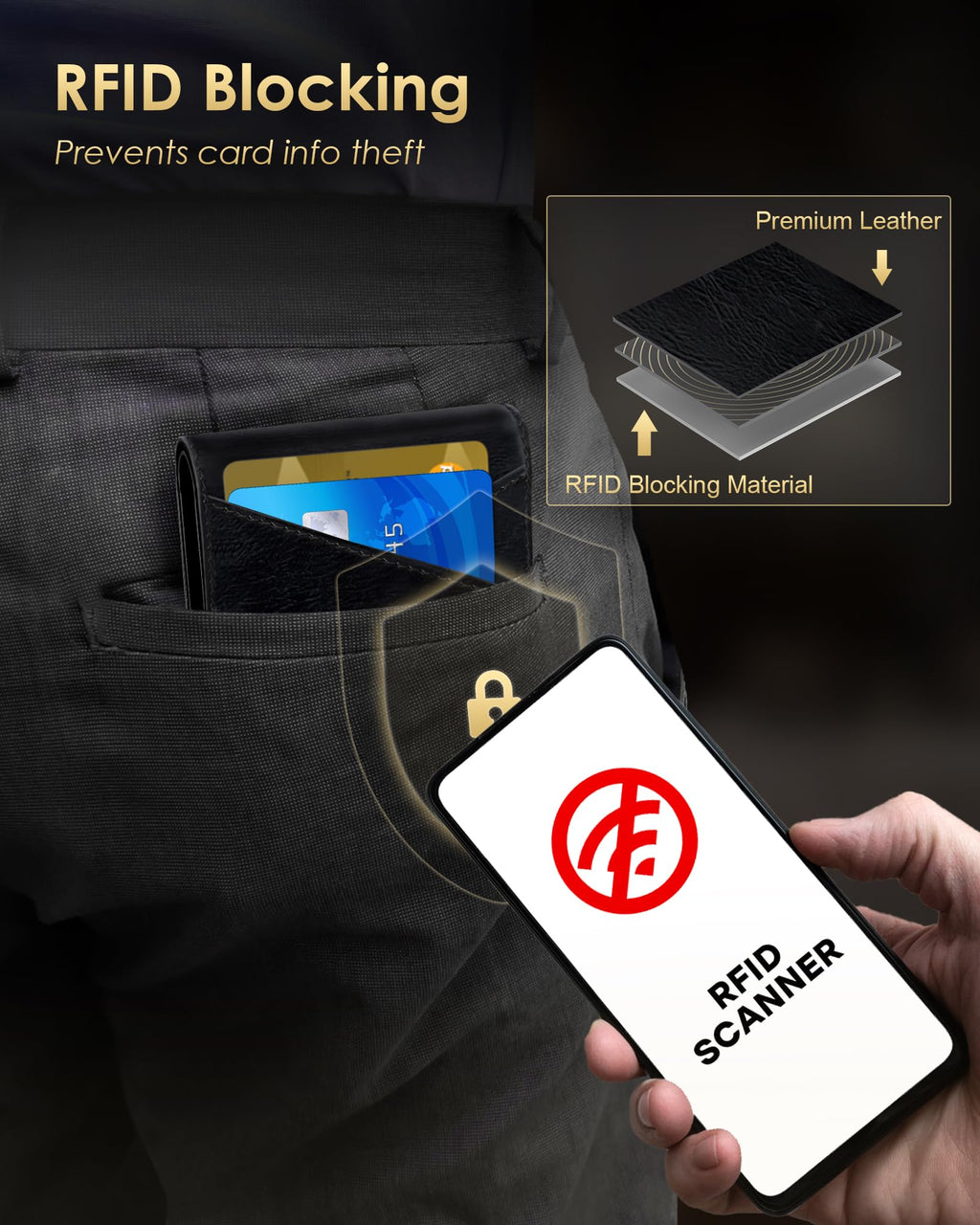 2026 Wallet for Men - RFID Blocking [Functional & Practical] Bifold Slim Minimalist Credit Card Holder Pop Up Wallet Metal Case with Cash Slot, Front Pocket with ID Window, Gift Boxed (Carbon Fiber)