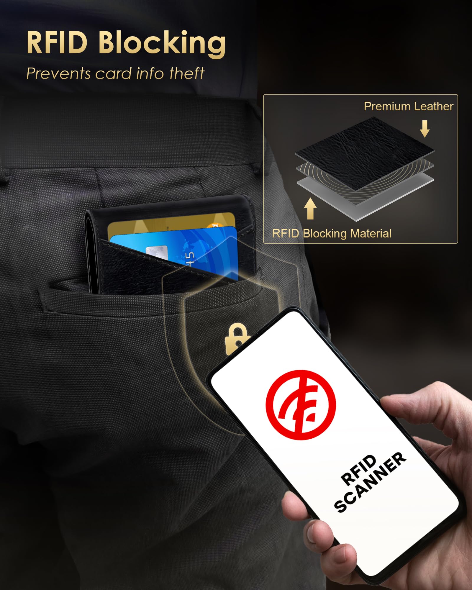 2026 Wallet for Men - RFID Blocking [Functional & Practical] Bifold Slim Minimalist Credit Card Holder Pop Up Wallet Metal Case with Cash Slot, Front Pocket with ID Window, Gift Boxed (Carbon Fiber)